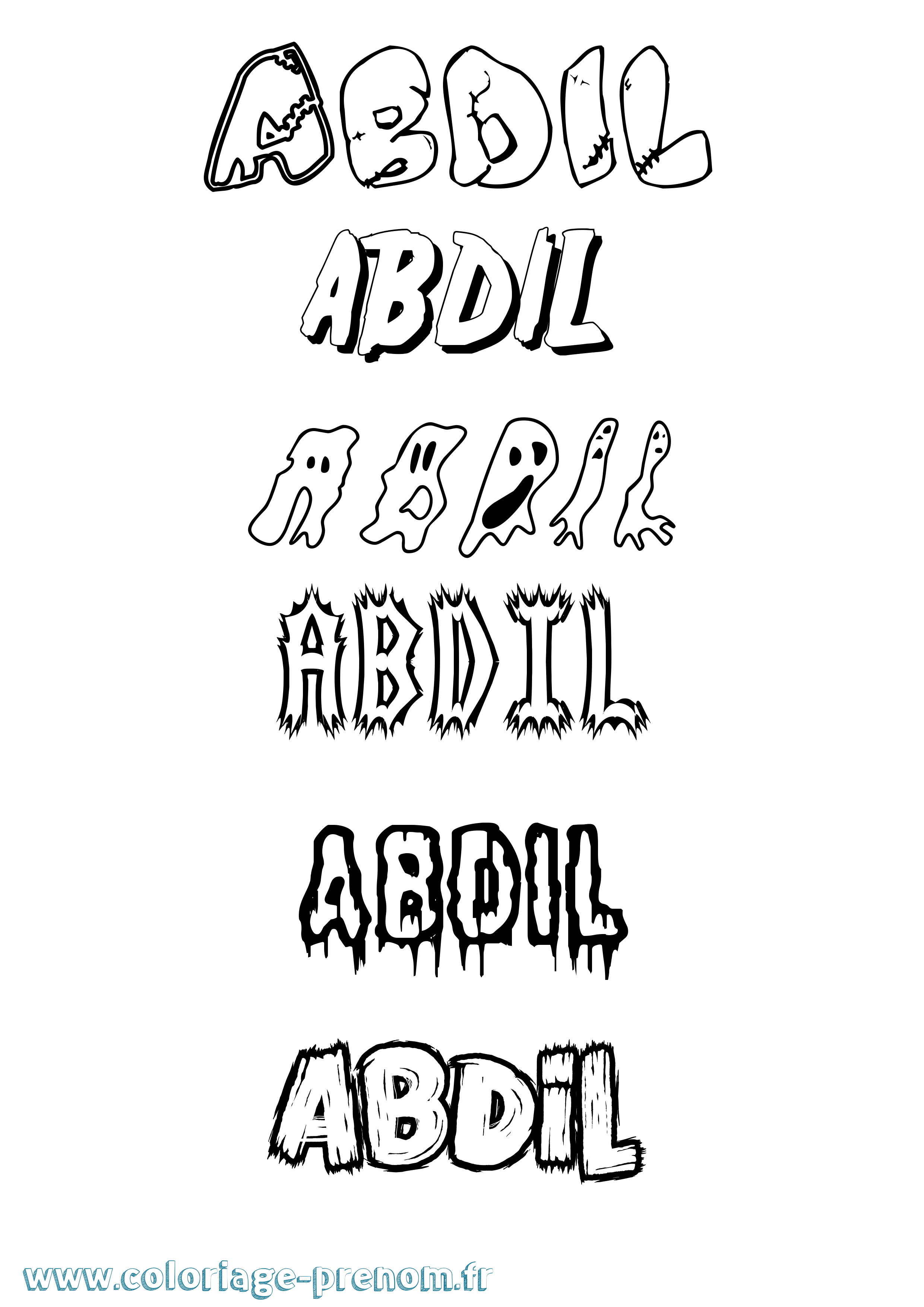 Coloriage prénom Abdil Frisson