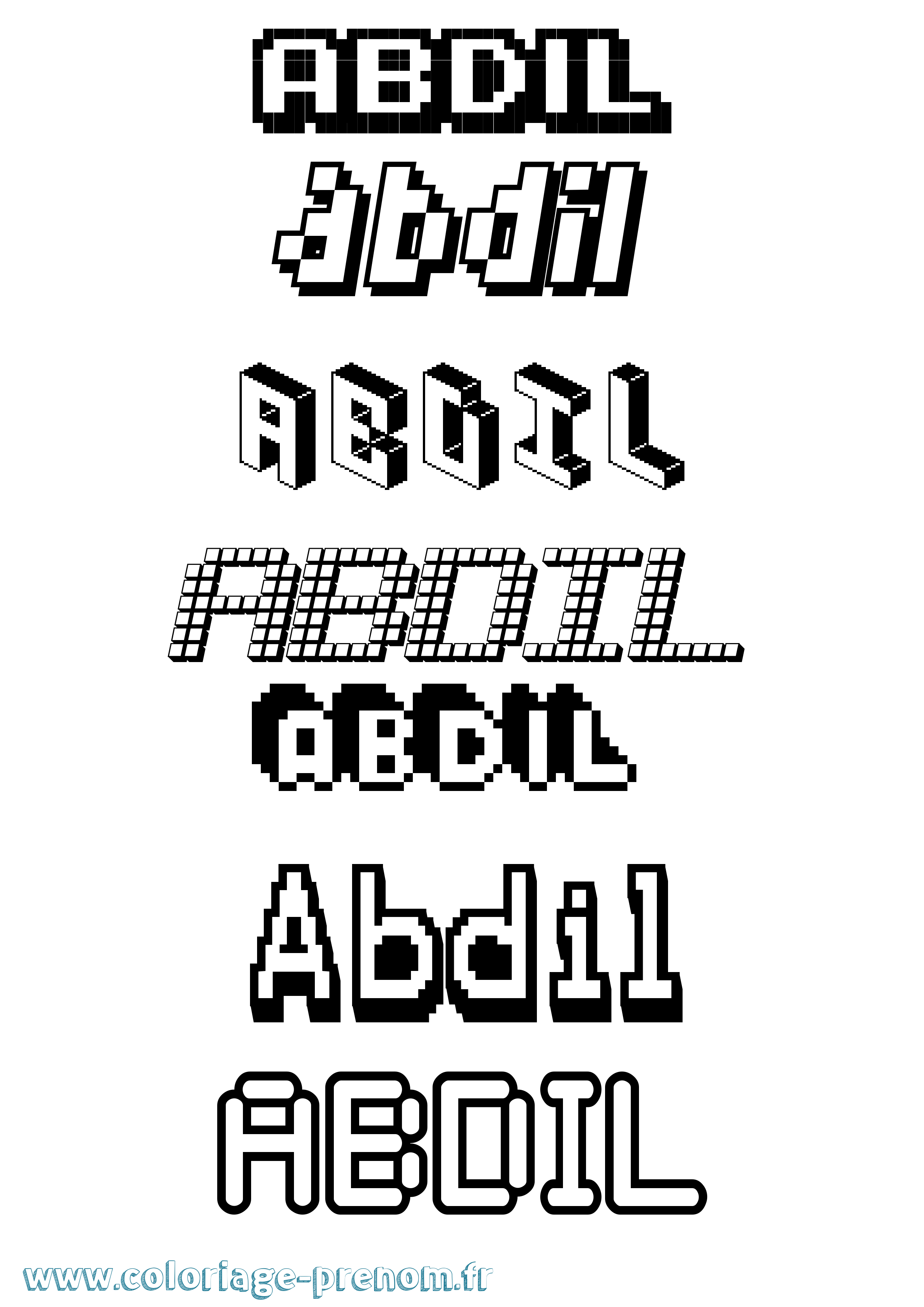 Coloriage prénom Abdil Pixel