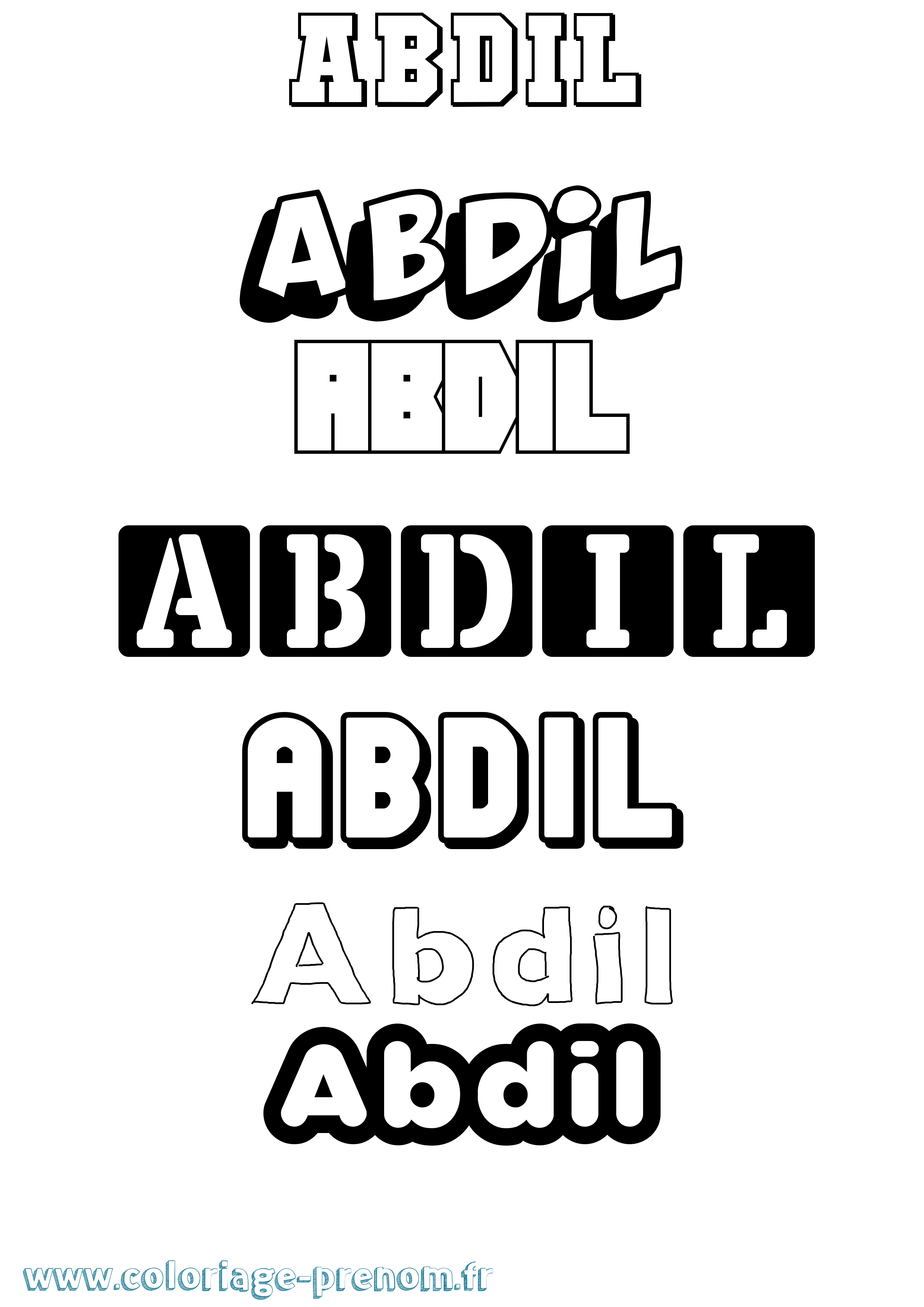 Coloriage prénom Abdil Simple