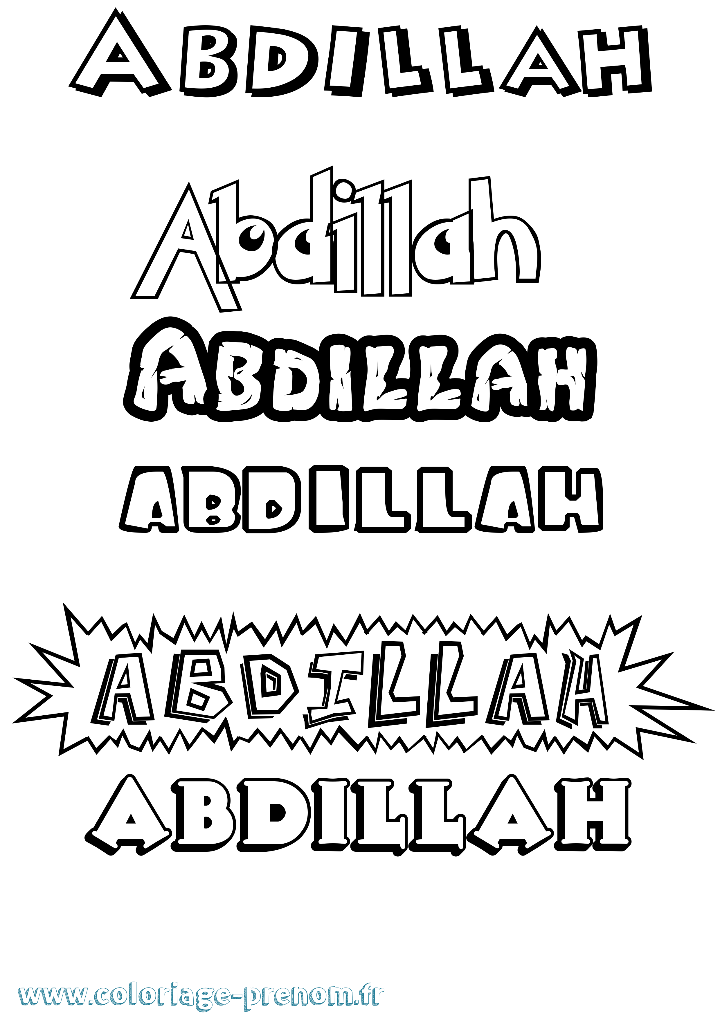 Coloriage prénom Abdillah Dessin Animé