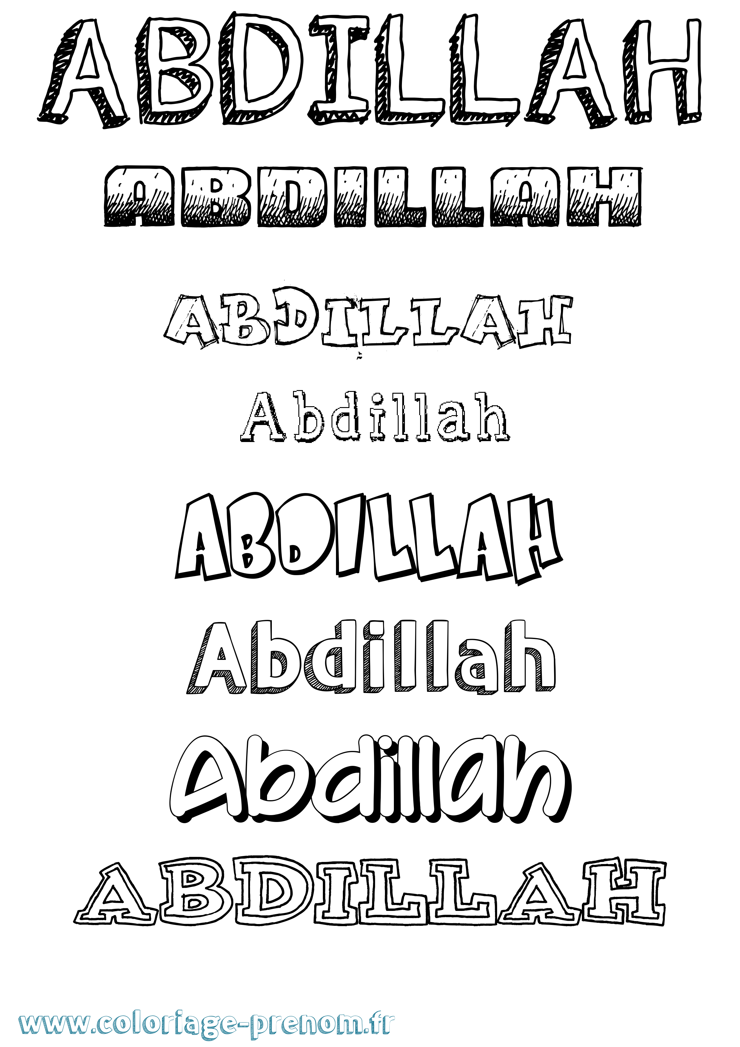 Coloriage prénom Abdillah Dessiné