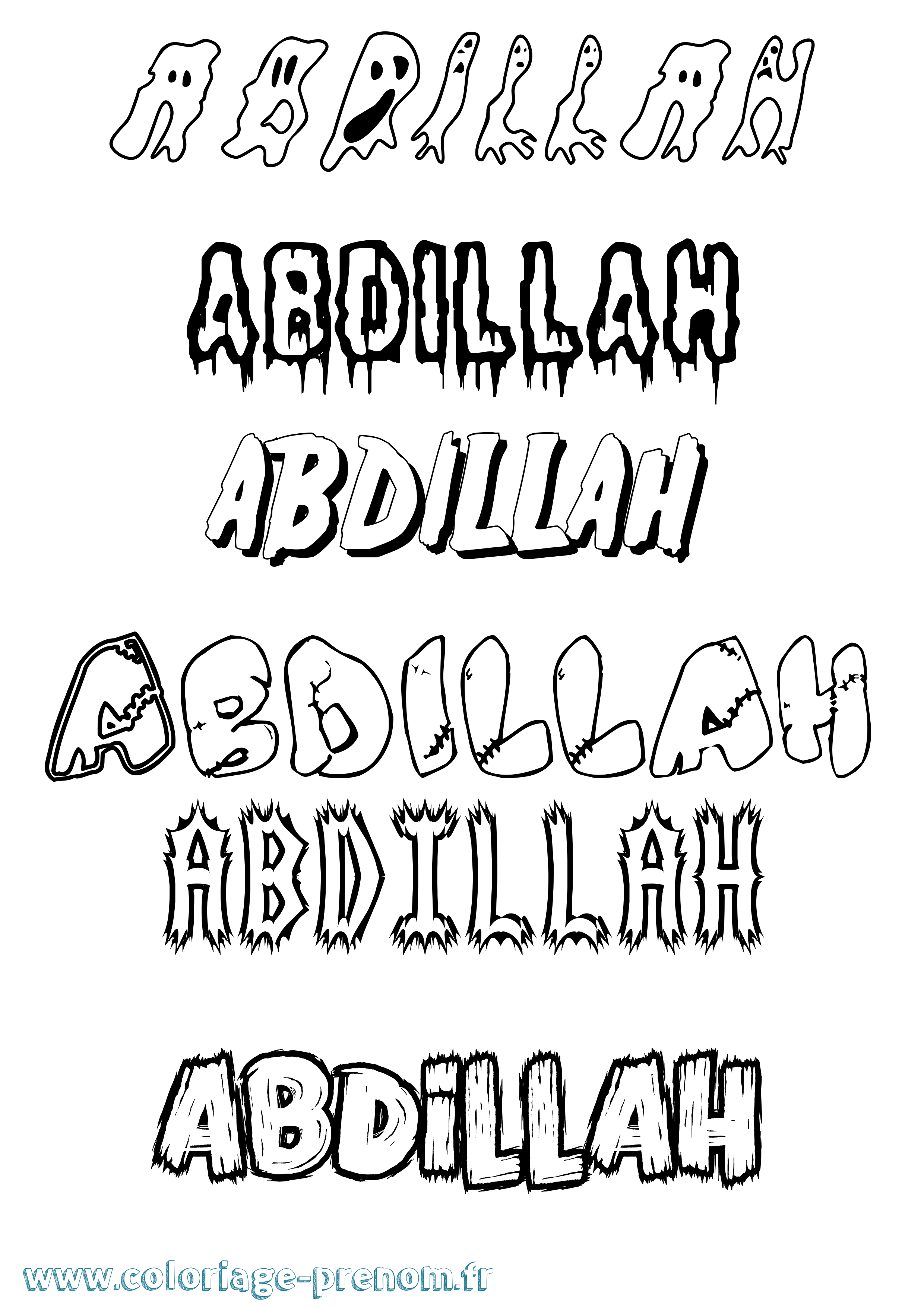 Coloriage prénom Abdillah Frisson