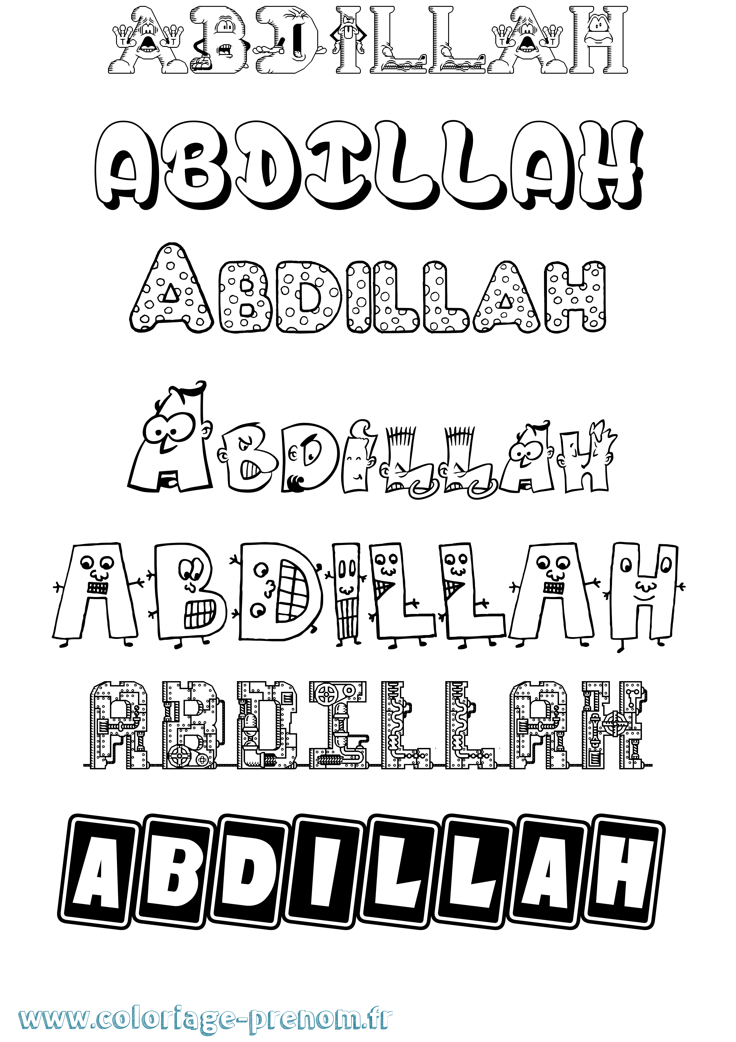 Coloriage prénom Abdillah Fun