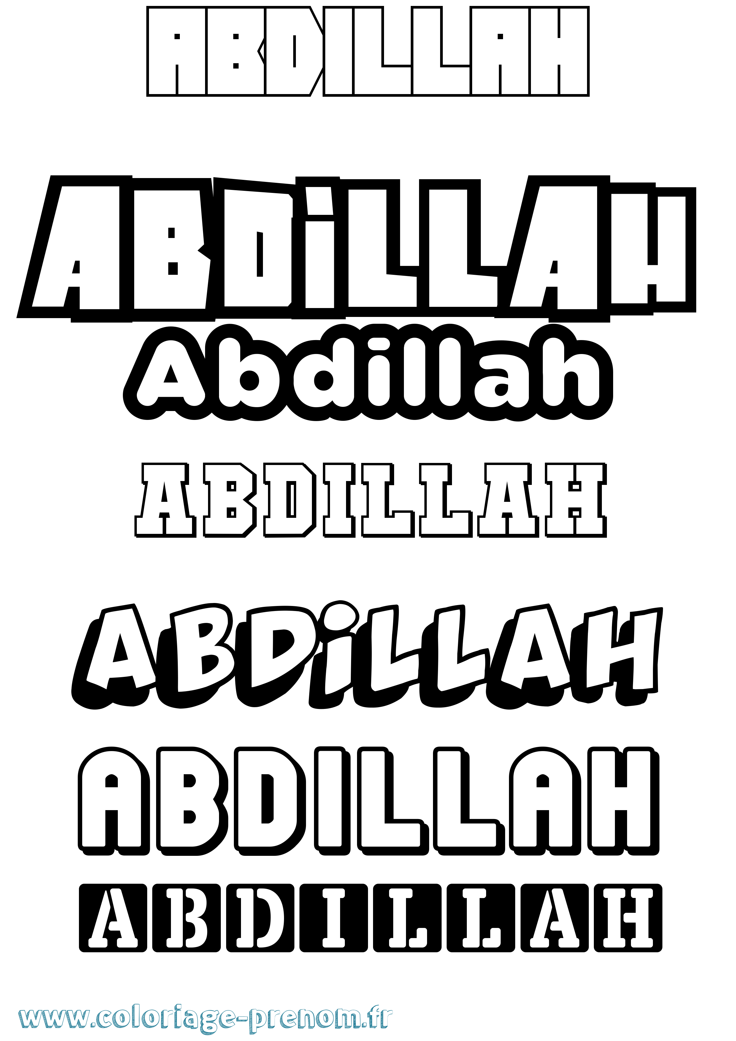 Coloriage prénom Abdillah Simple