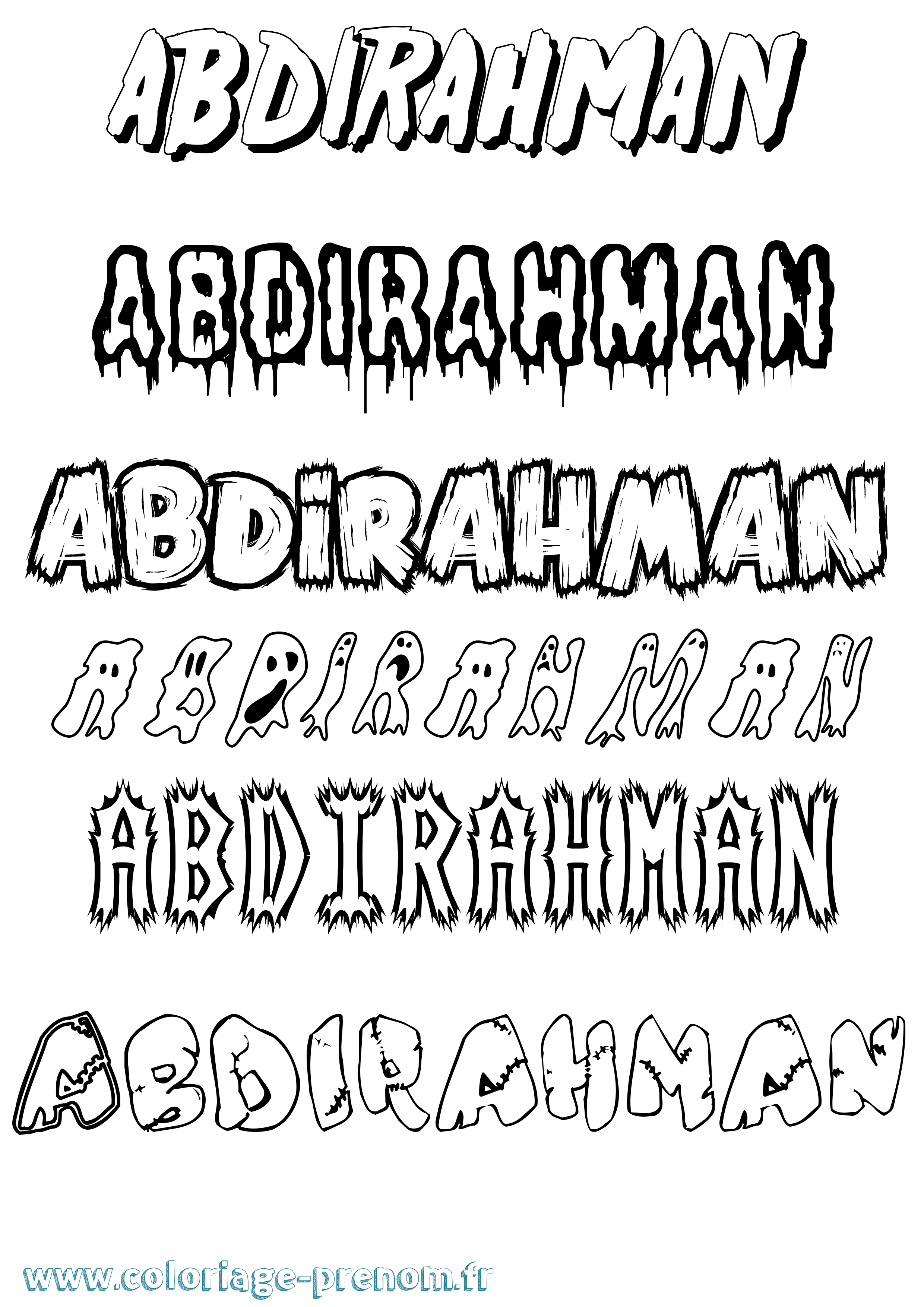 Coloriage prénom Abdirahman Frisson