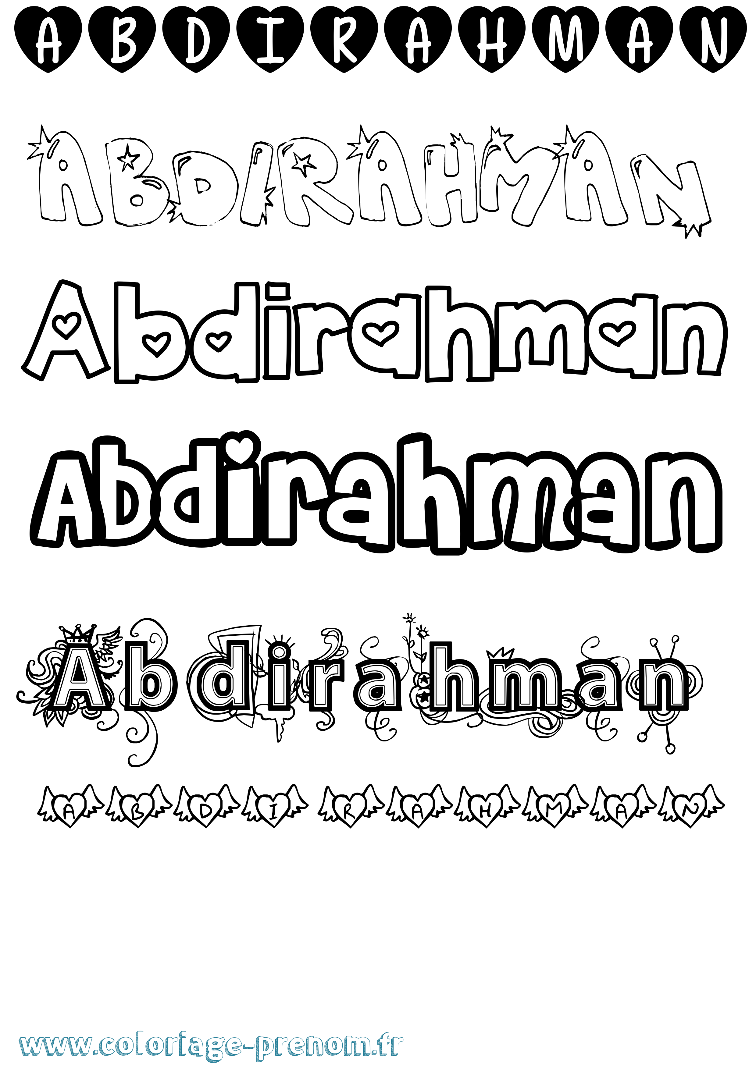 Coloriage prénom Abdirahman Girly