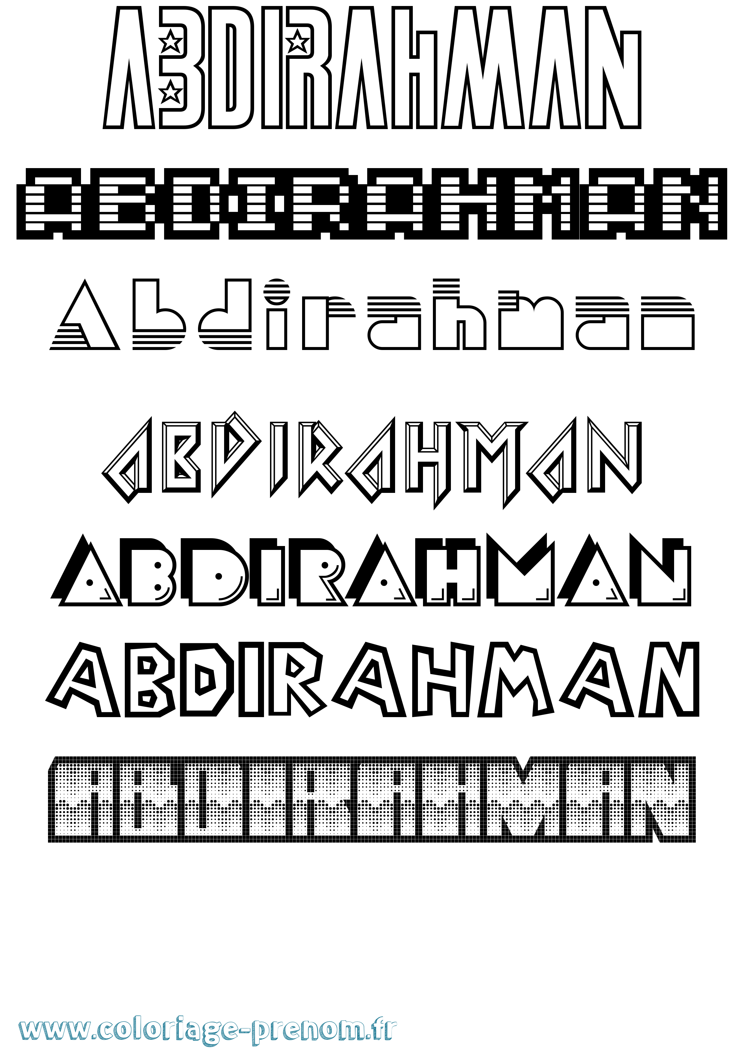 Coloriage prénom Abdirahman Jeux Vidéos