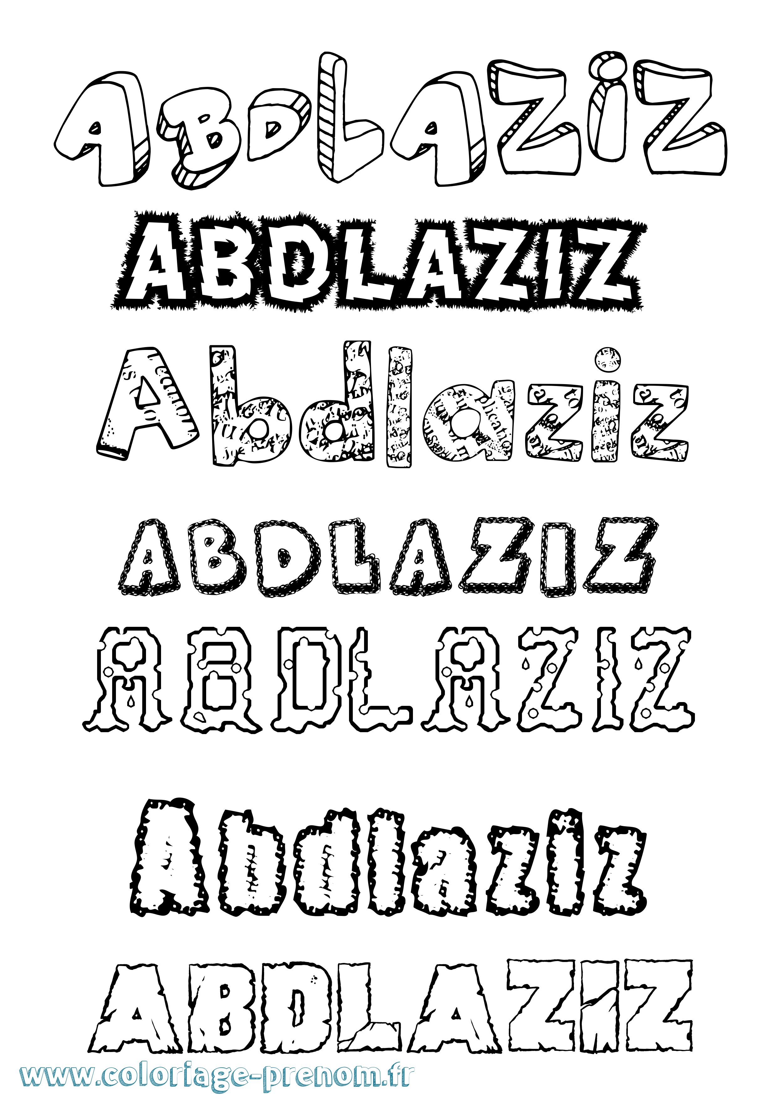 Coloriage prénom Abdlaziz Destructuré