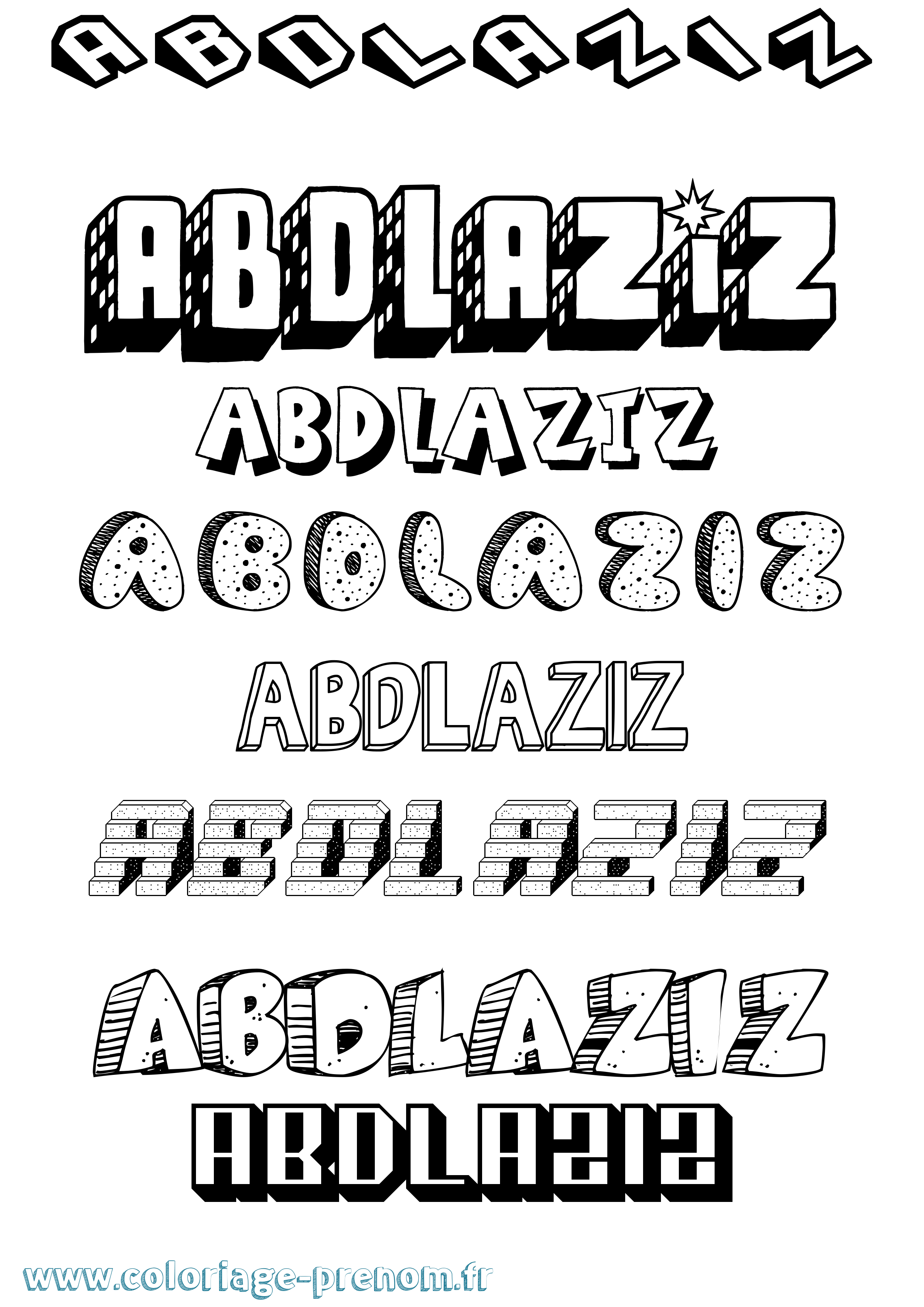 Coloriage prénom Abdlaziz Effet 3D