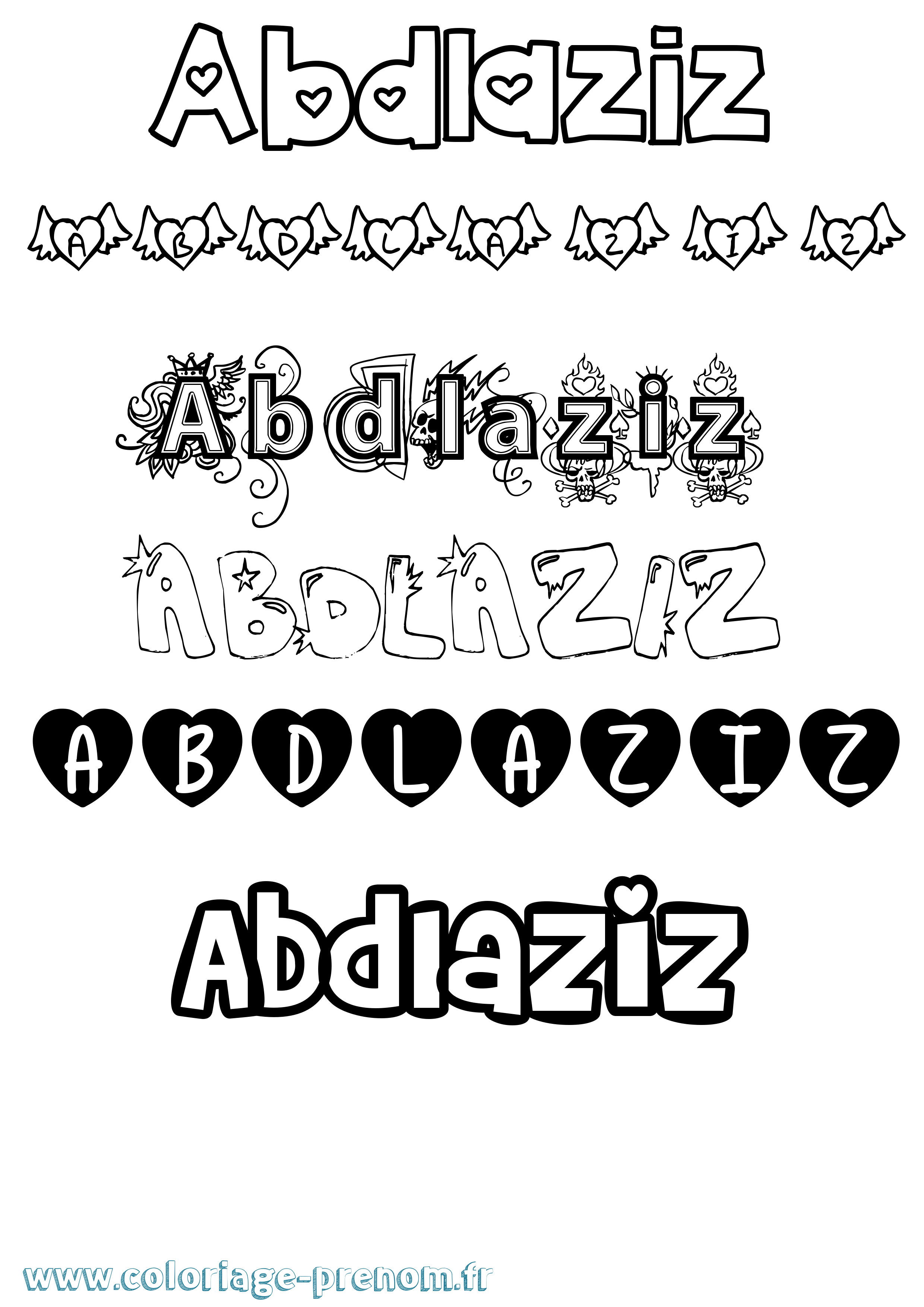 Coloriage prénom Abdlaziz Girly
