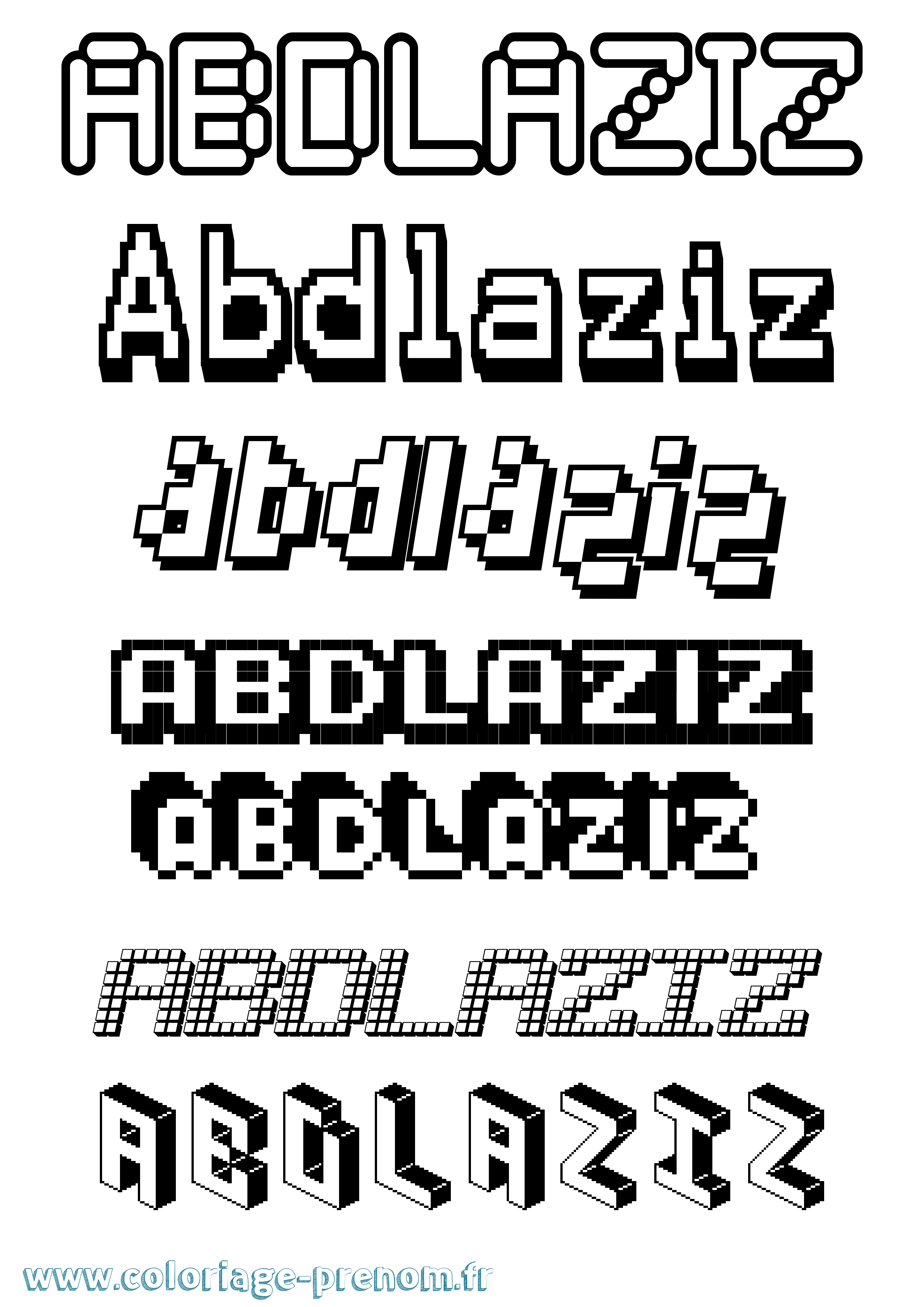 Coloriage prénom Abdlaziz Pixel