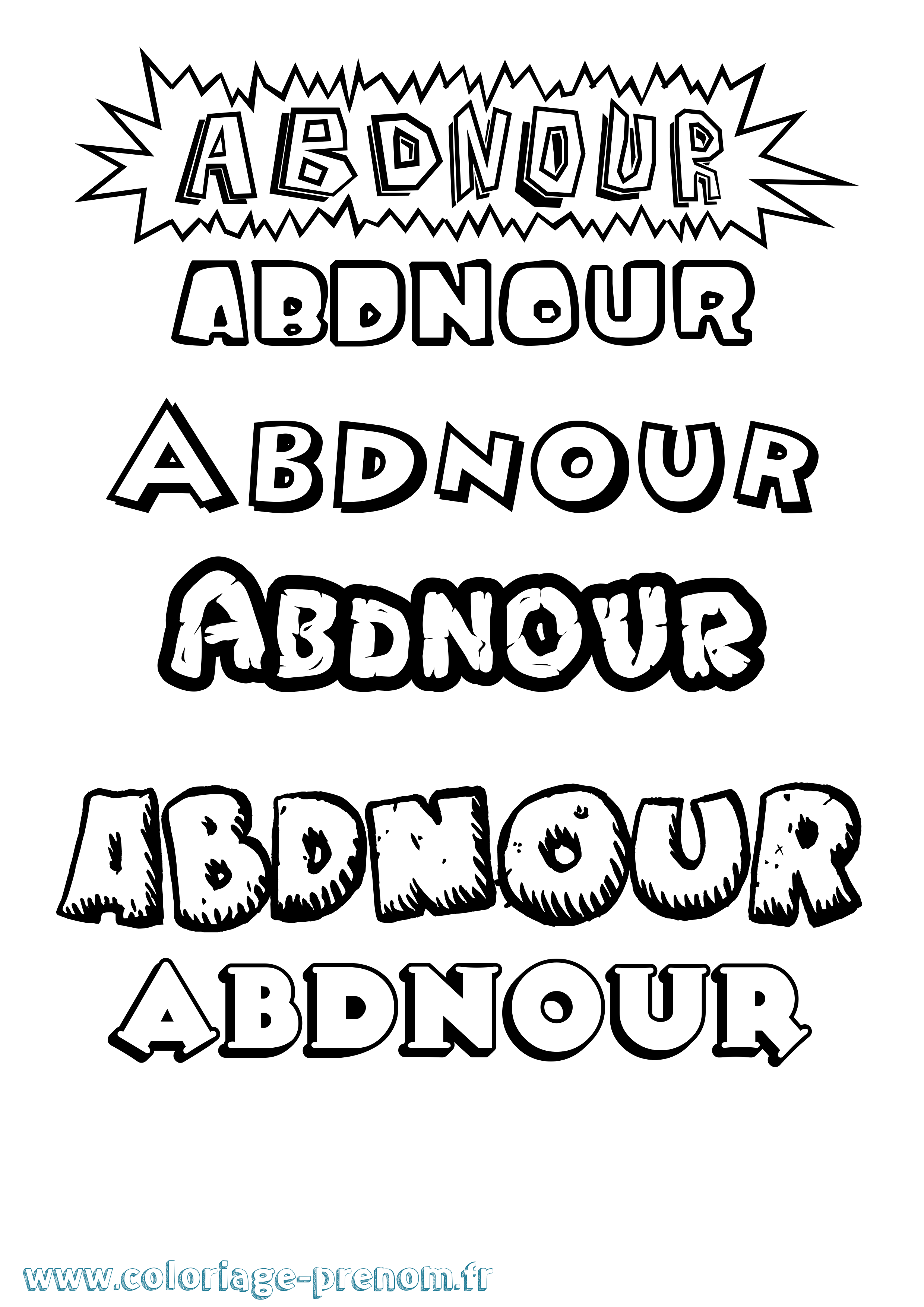 Coloriage prénom Abdnour Dessin Animé