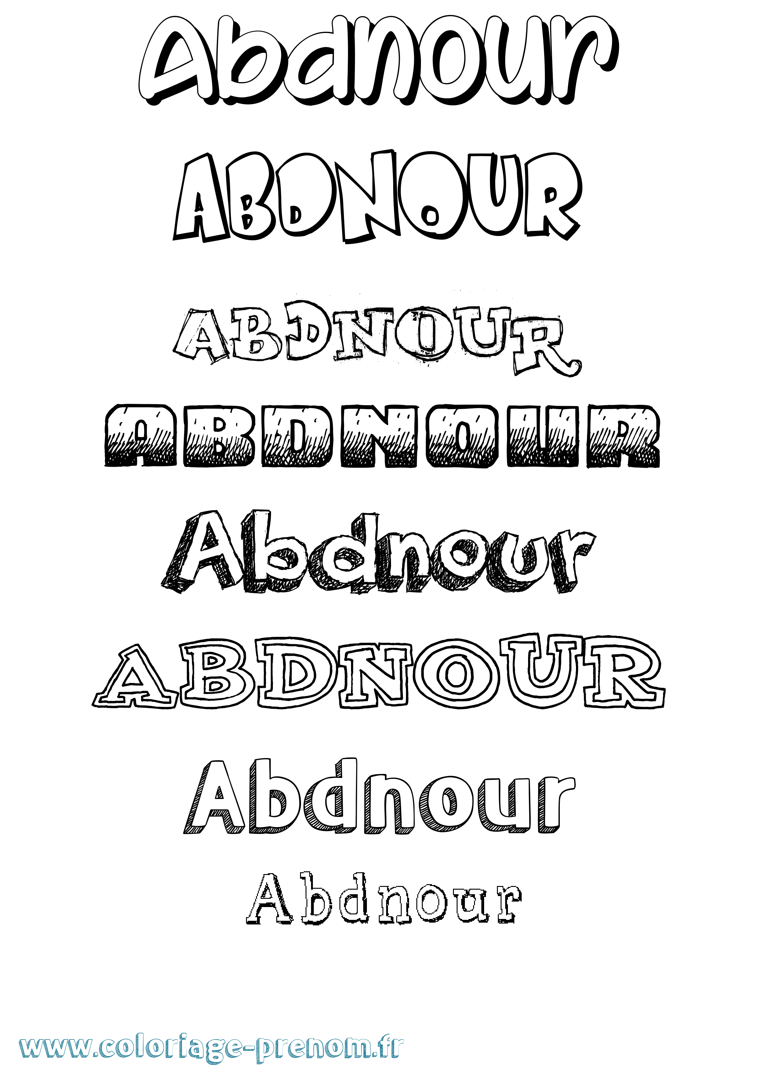 Coloriage prénom Abdnour Dessiné