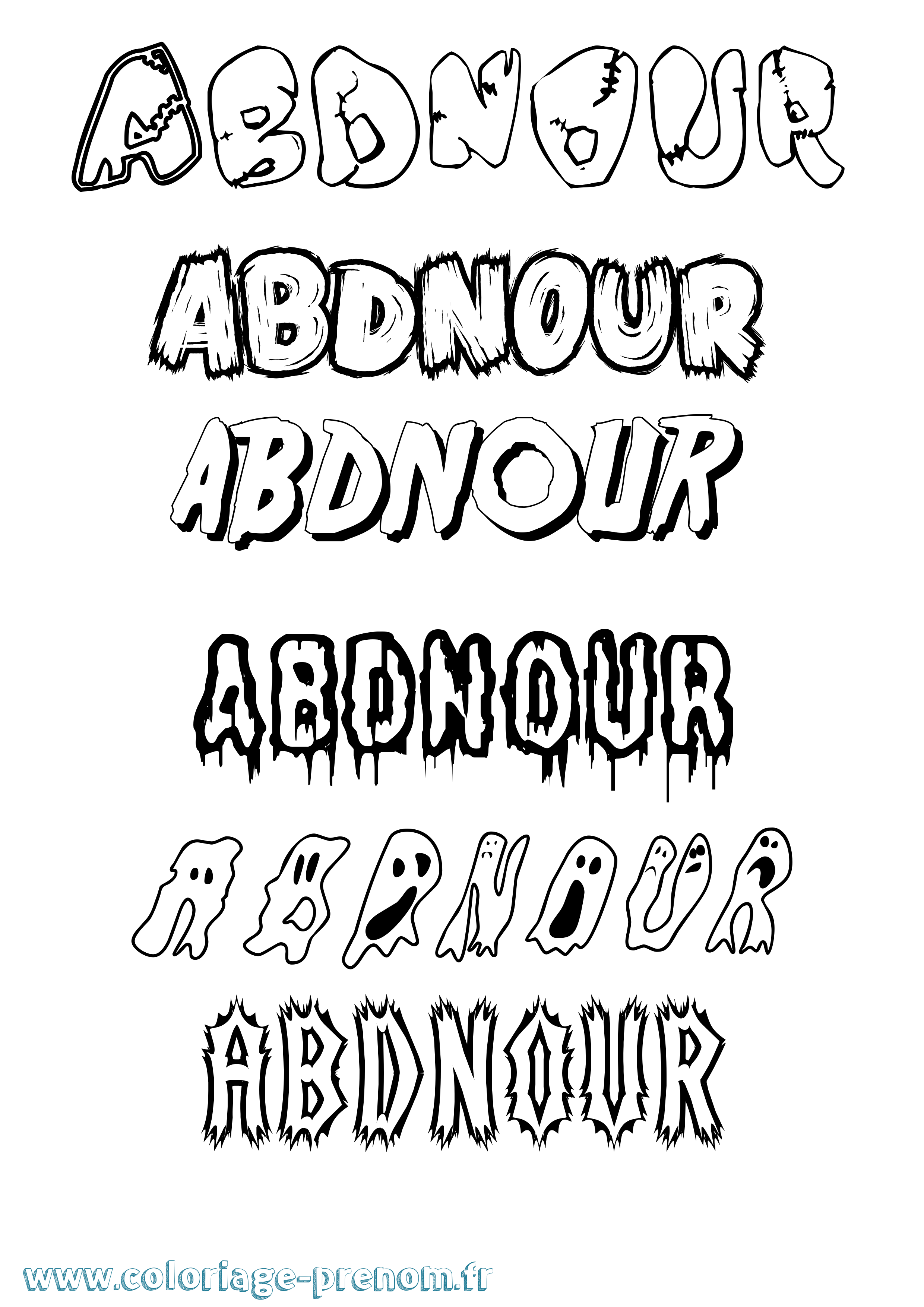 Coloriage prénom Abdnour Frisson