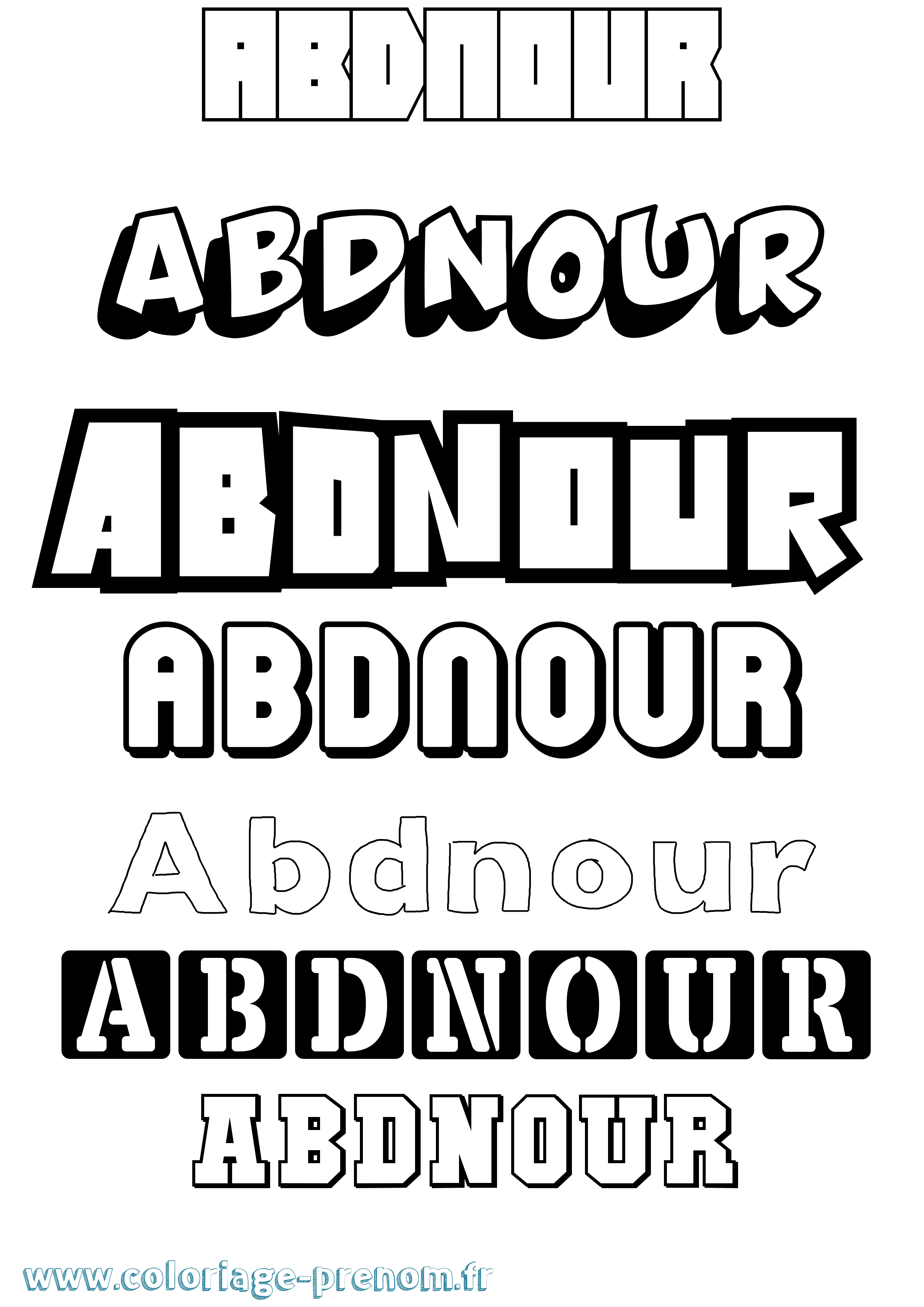 Coloriage prénom Abdnour Simple
