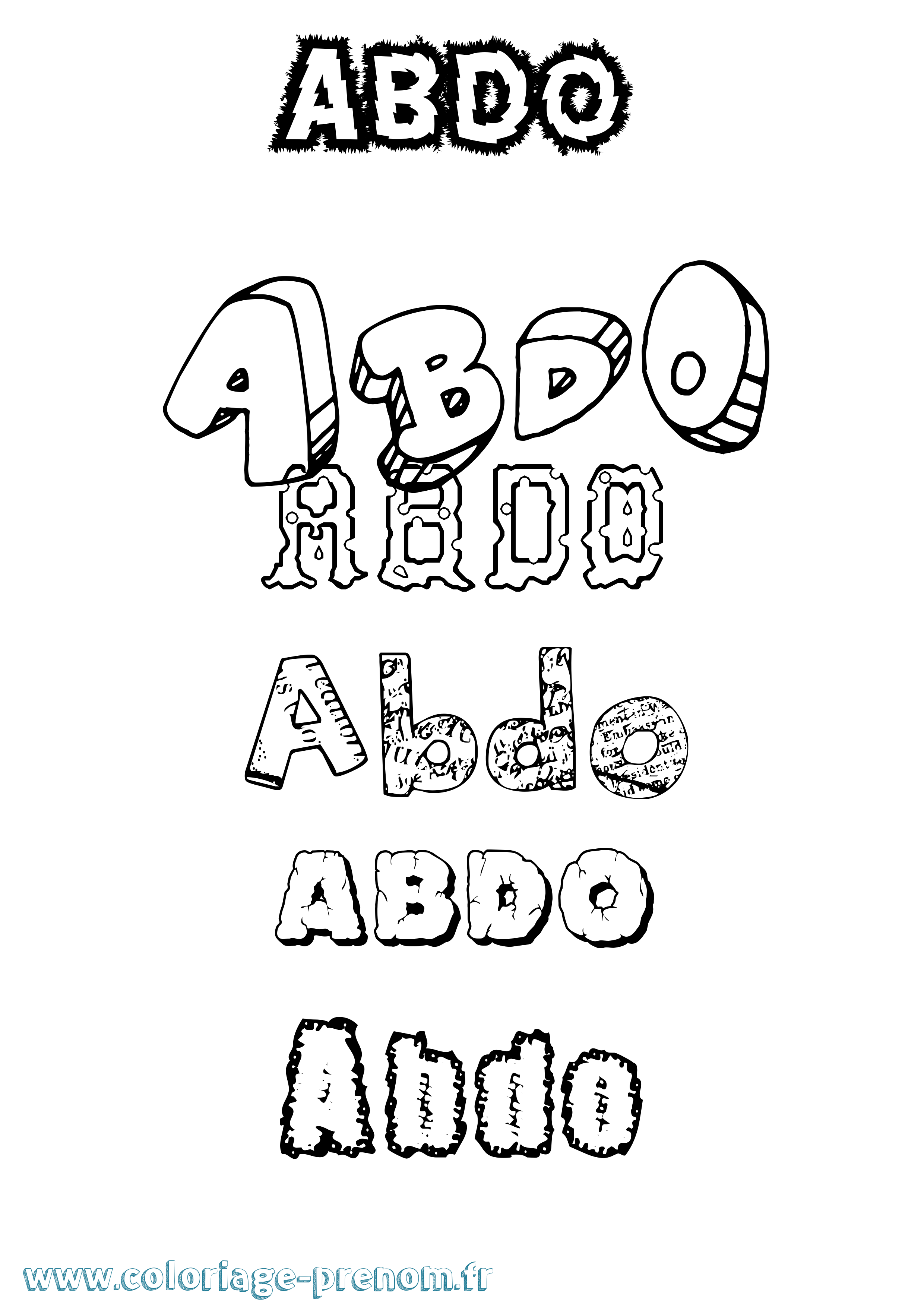 Coloriage prénom Abdo Destructuré