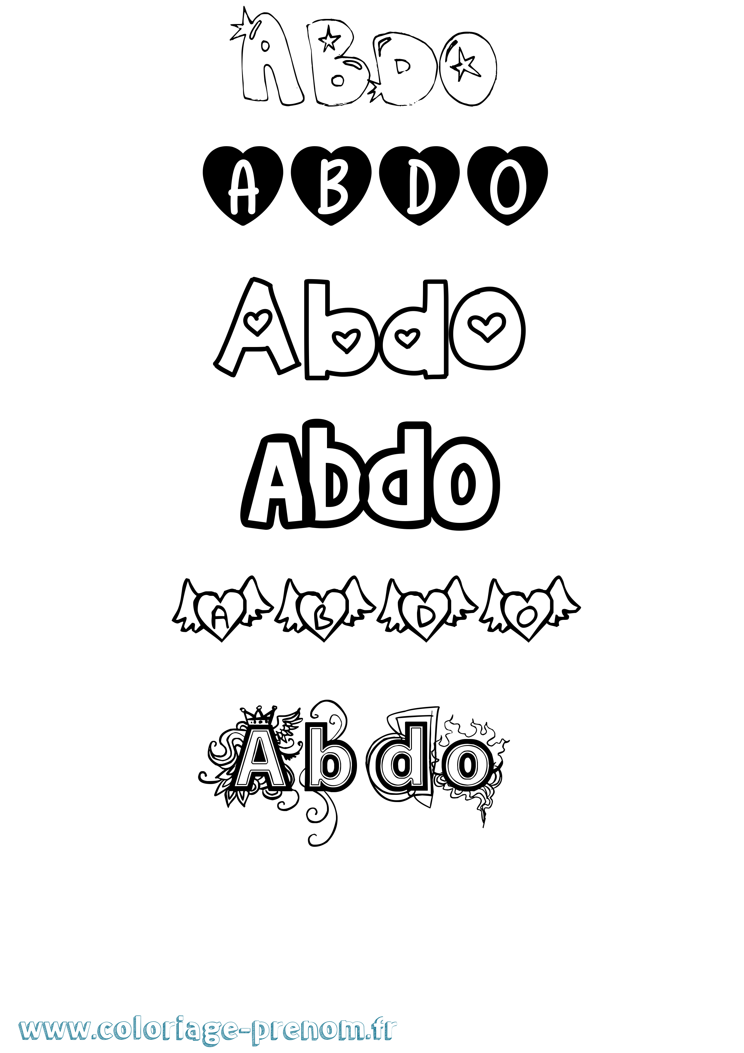 Coloriage prénom Abdo Girly