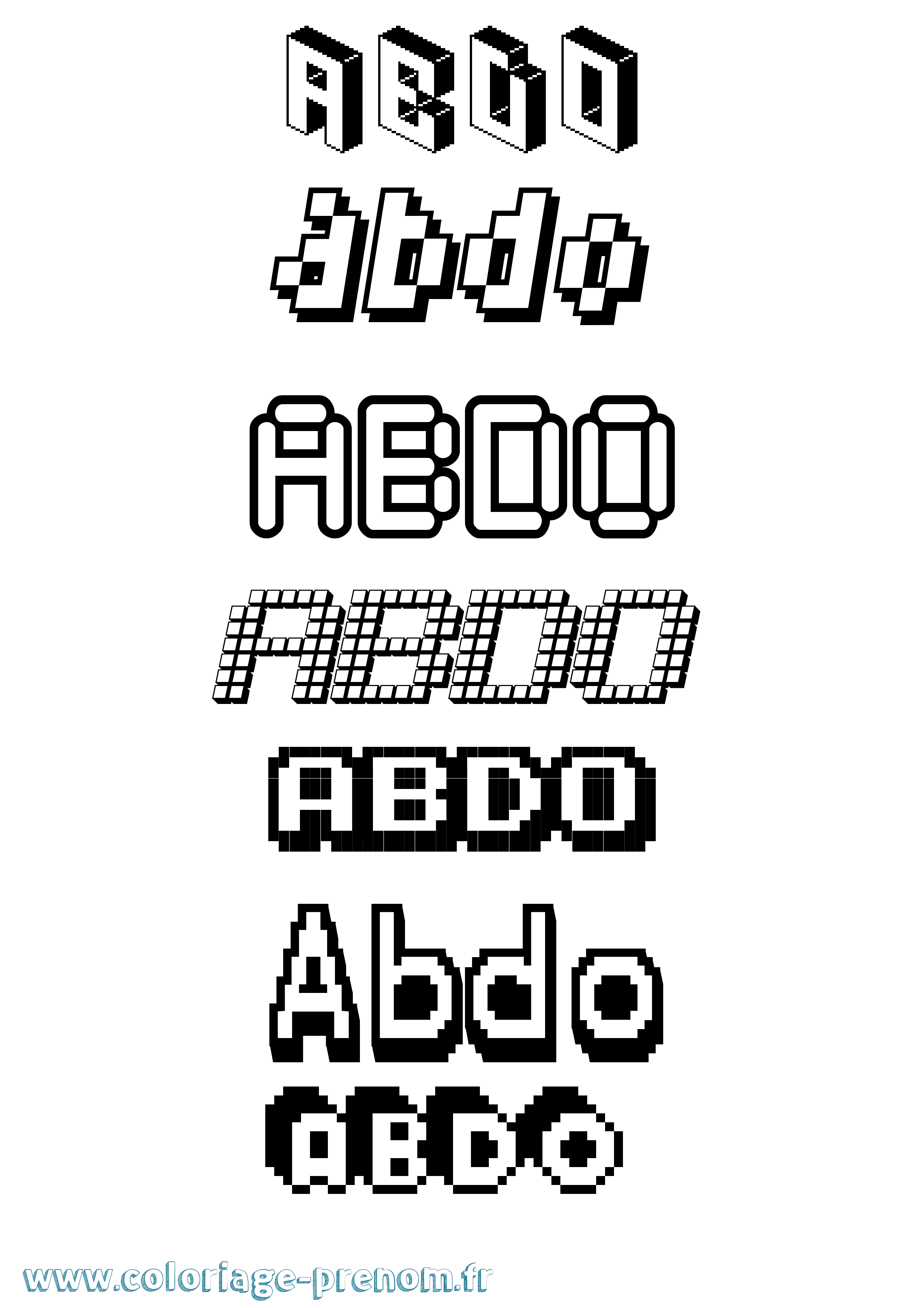 Coloriage prénom Abdo Pixel