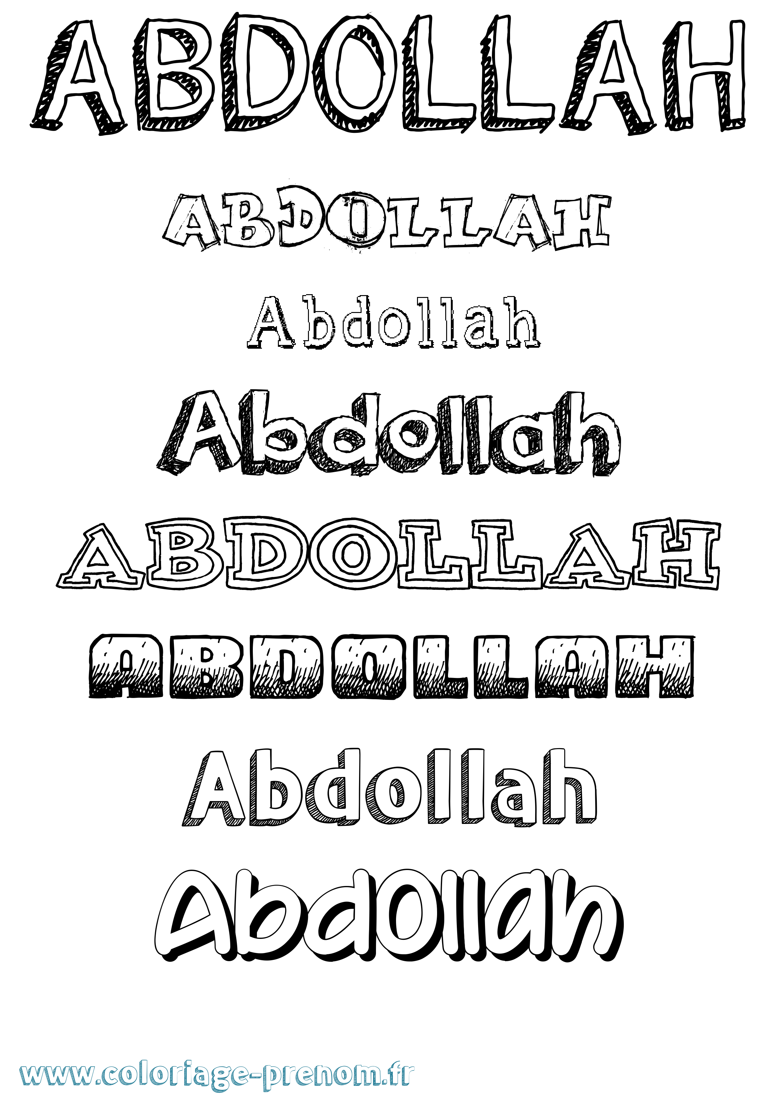 Coloriage prénom Abdollah Dessiné