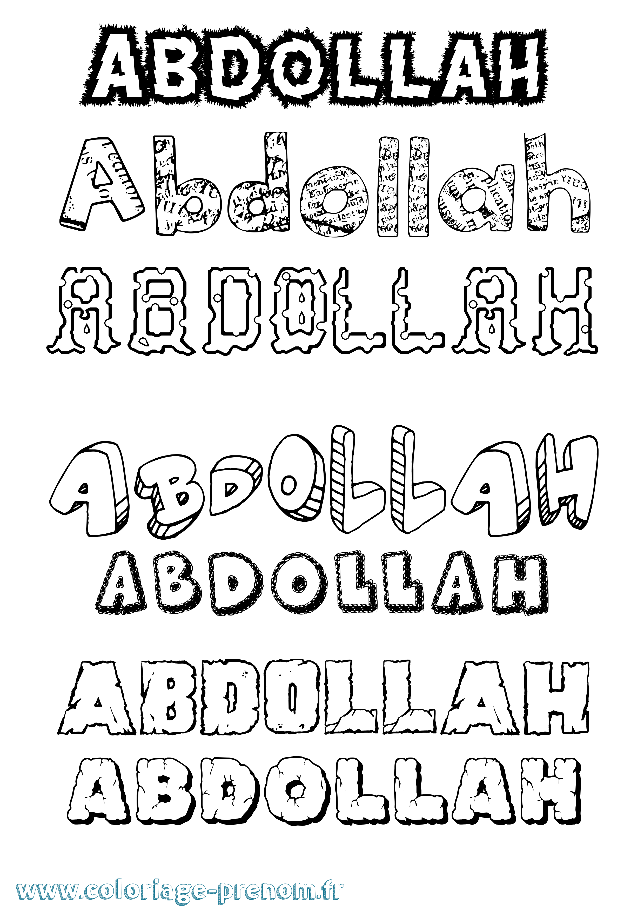 Coloriage prénom Abdollah Destructuré