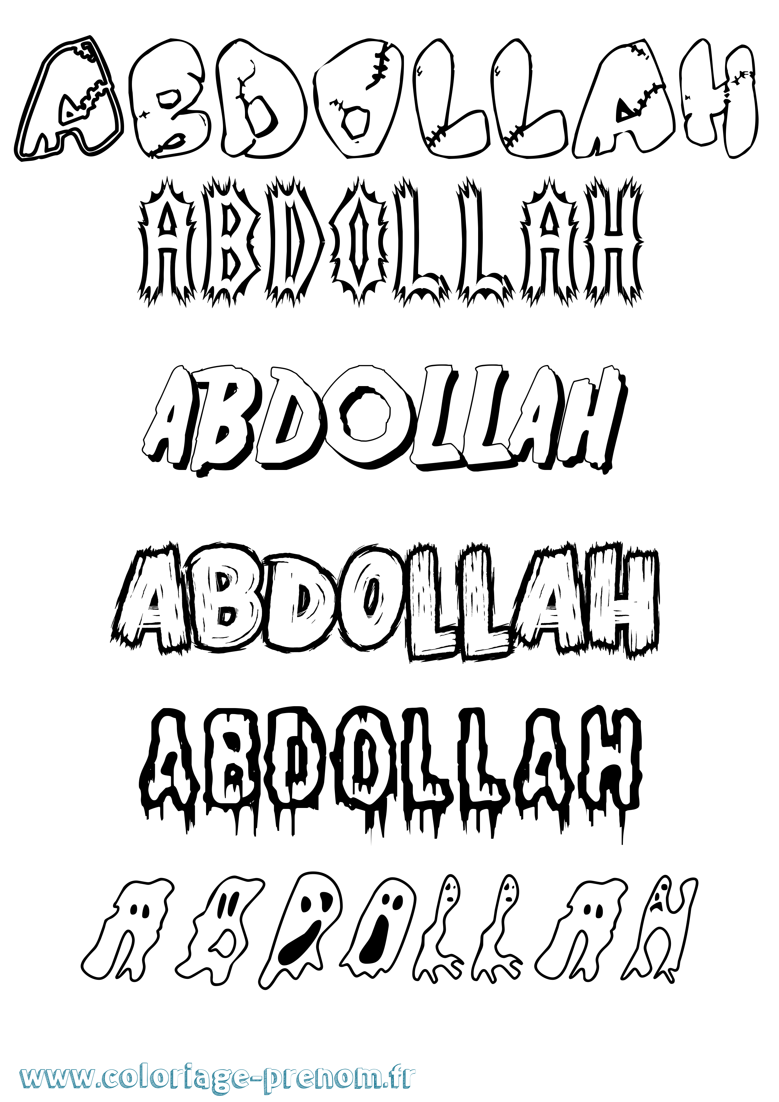 Coloriage prénom Abdollah Frisson