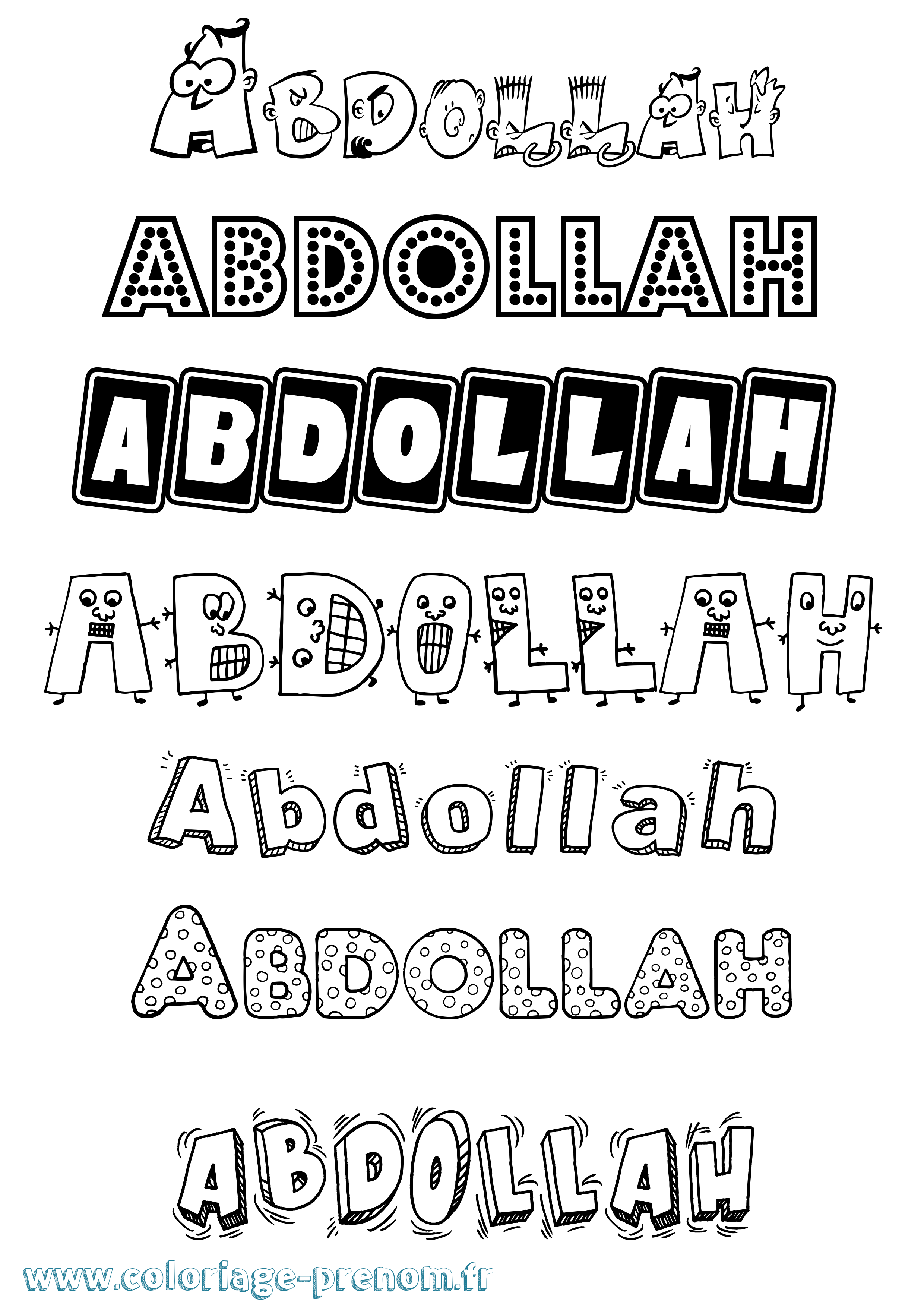 Coloriage prénom Abdollah Fun