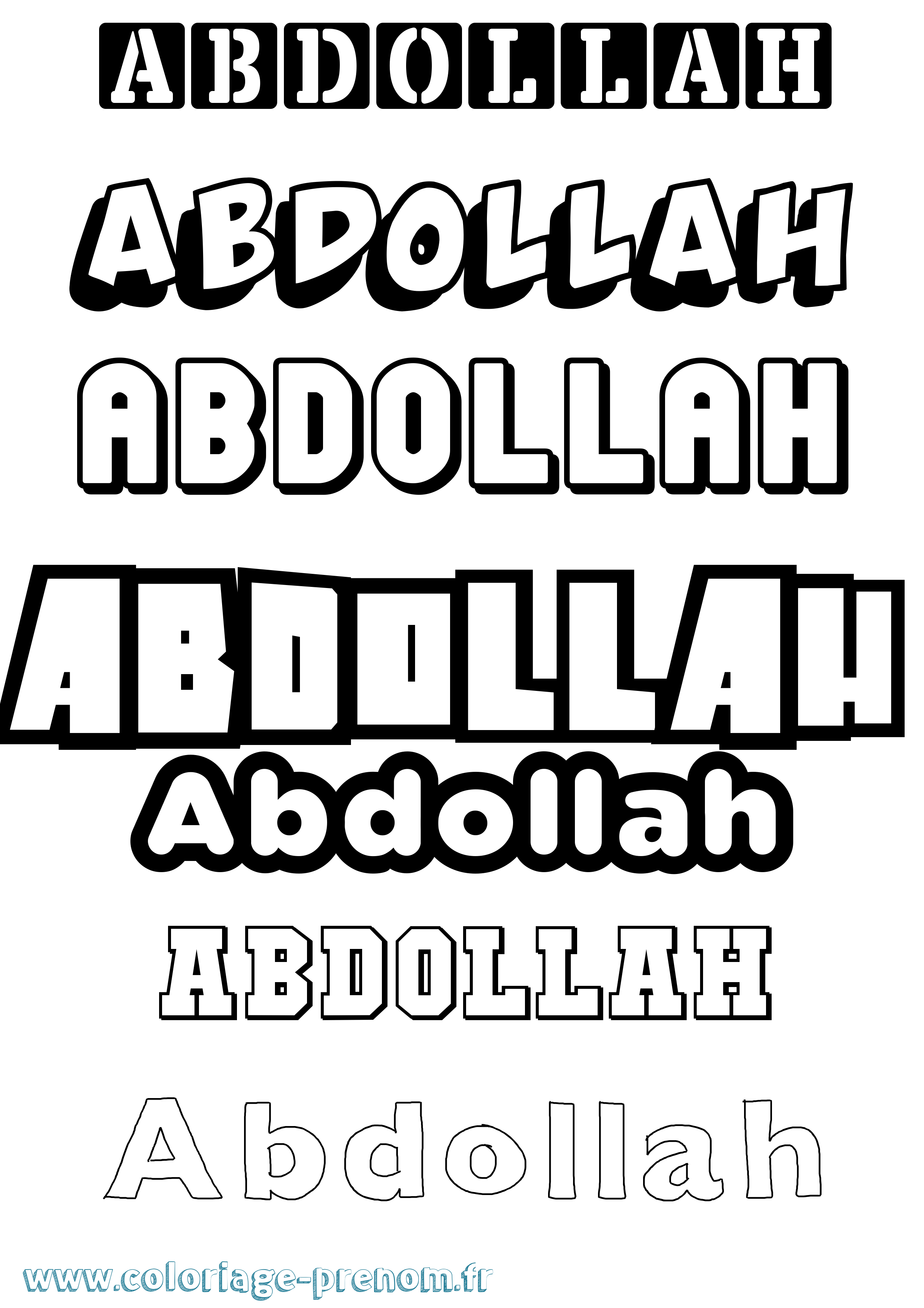 Coloriage prénom Abdollah Simple
