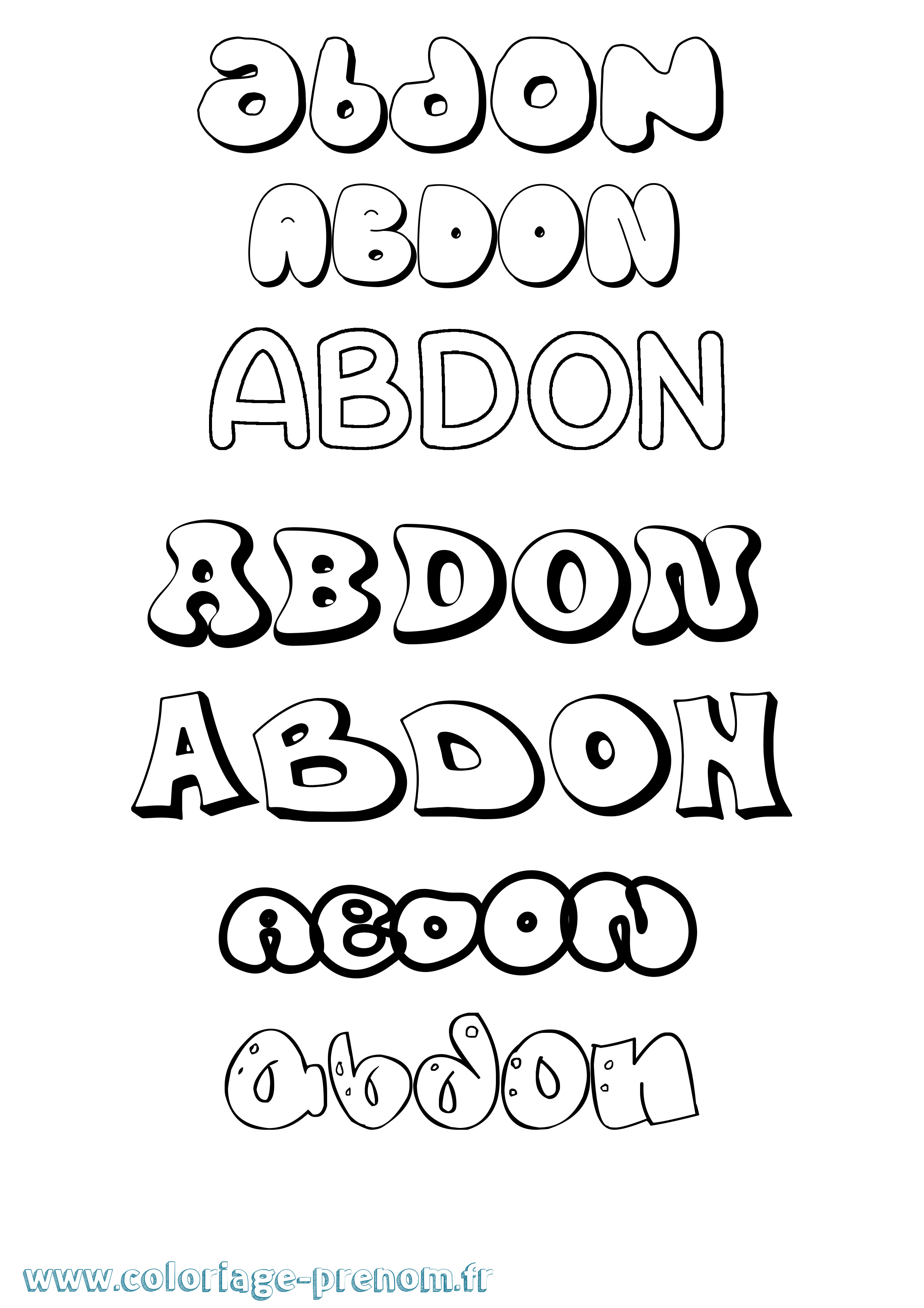 Coloriage prénom Abdon Bubble