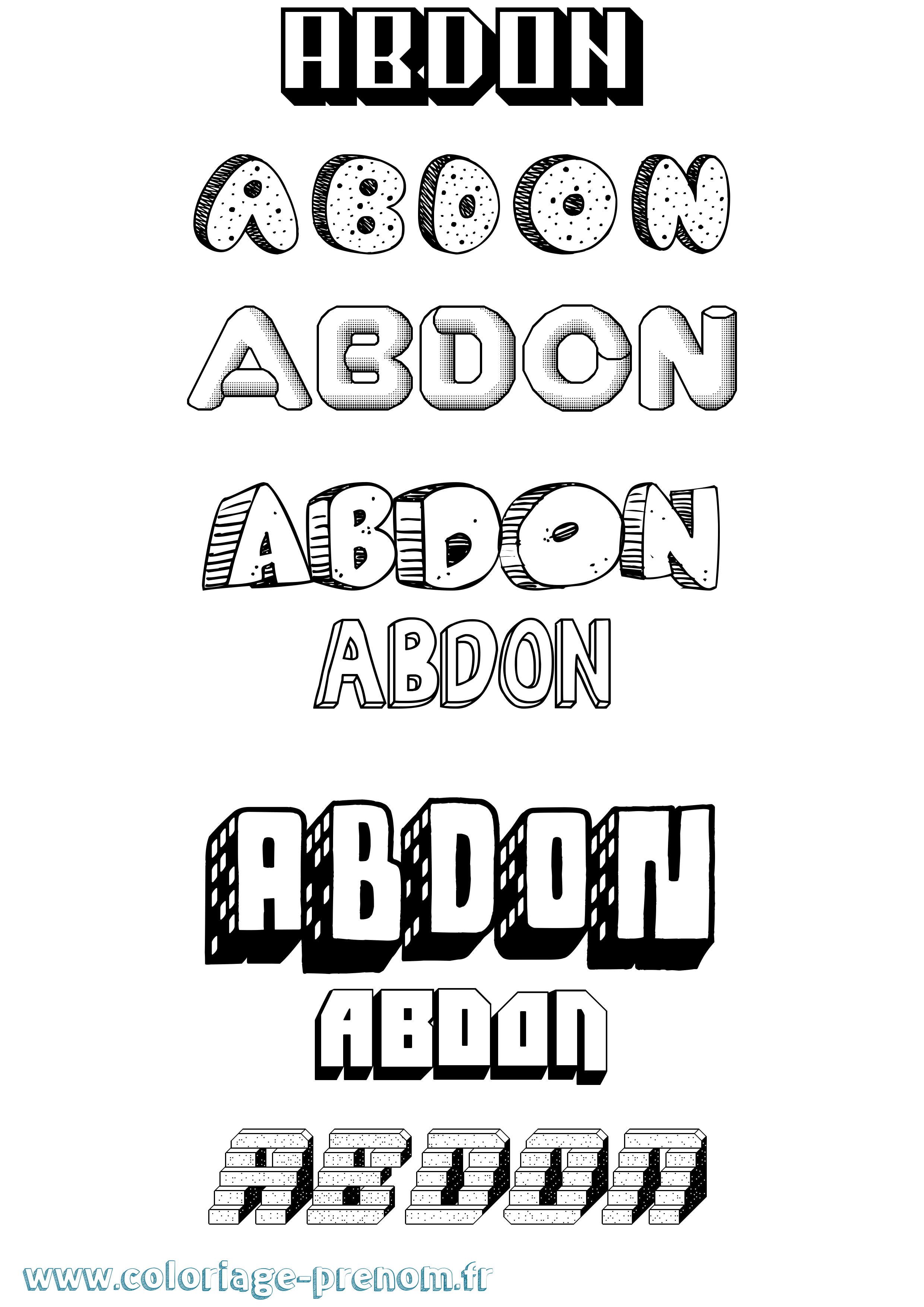 Coloriage prénom Abdon Effet 3D