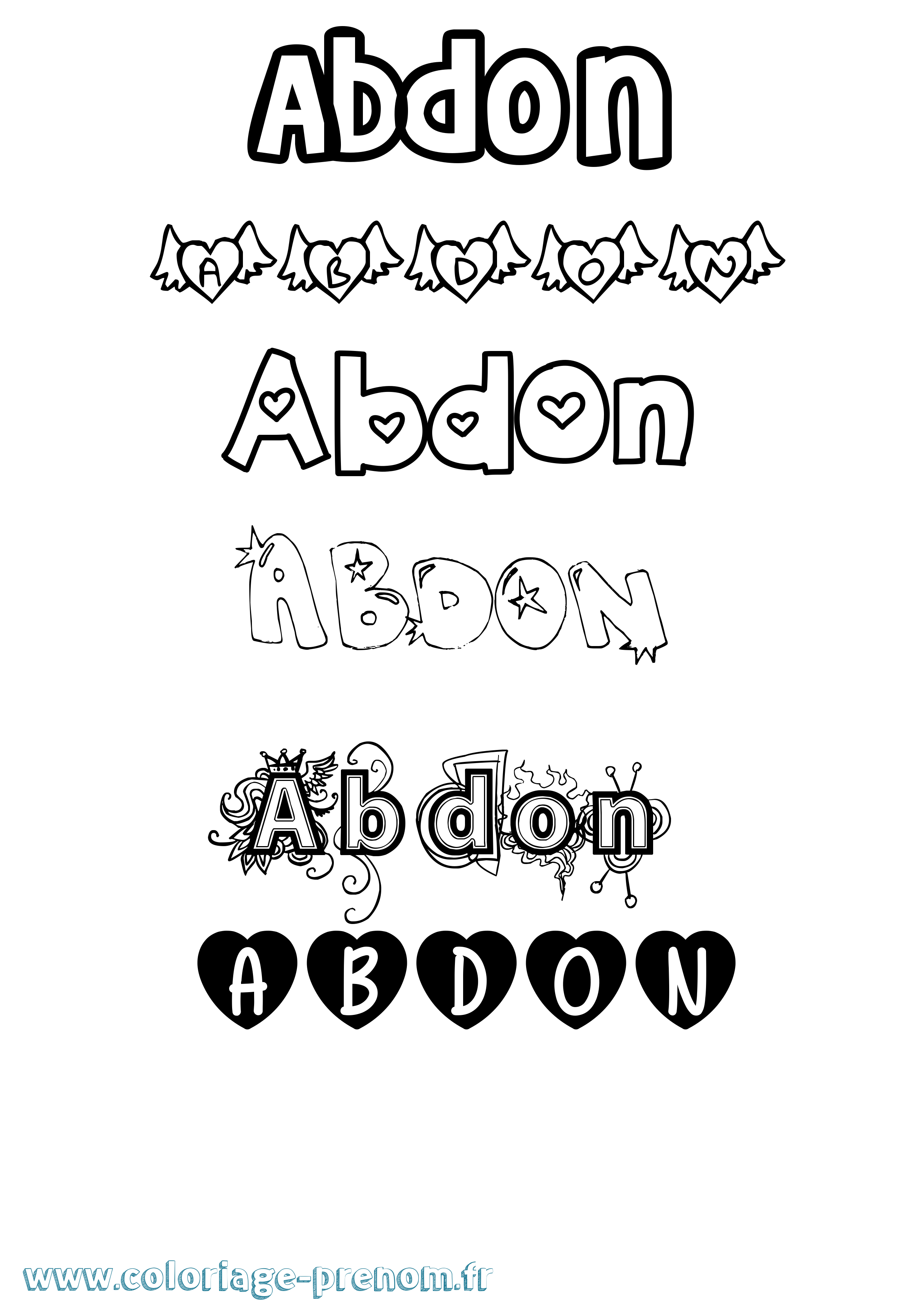 Coloriage prénom Abdon Girly