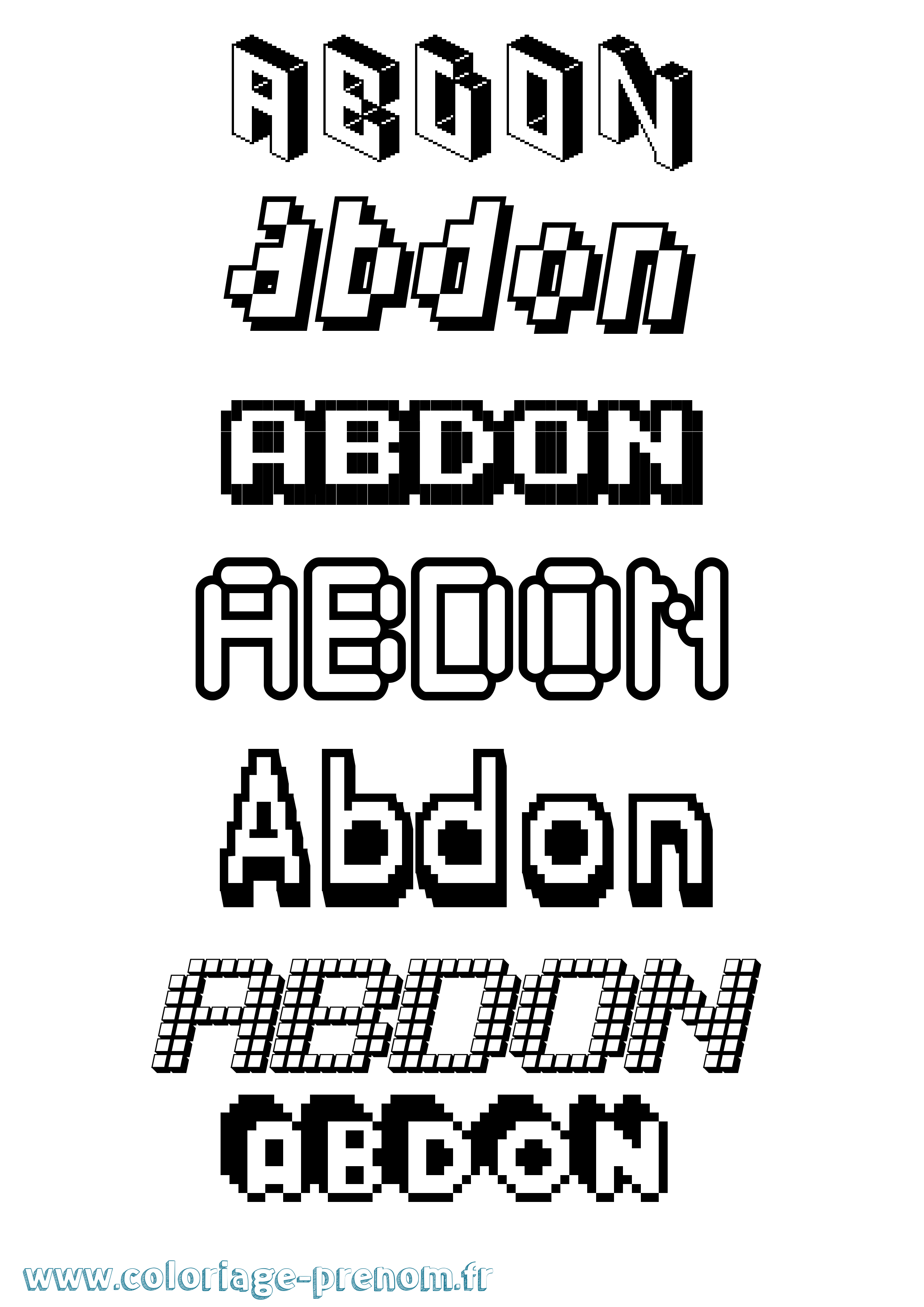 Coloriage prénom Abdon Pixel