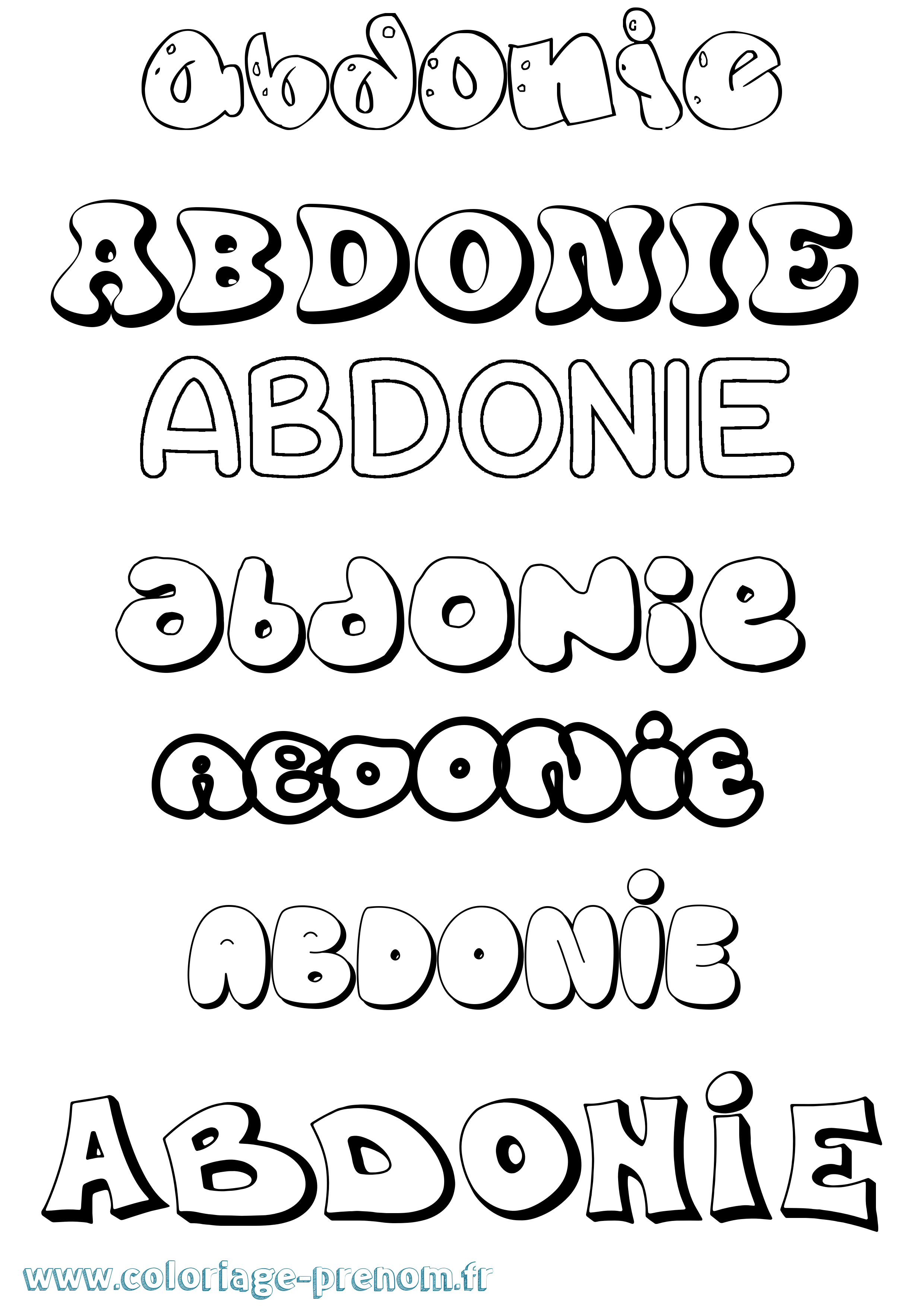 Coloriage prénom Abdonie Bubble