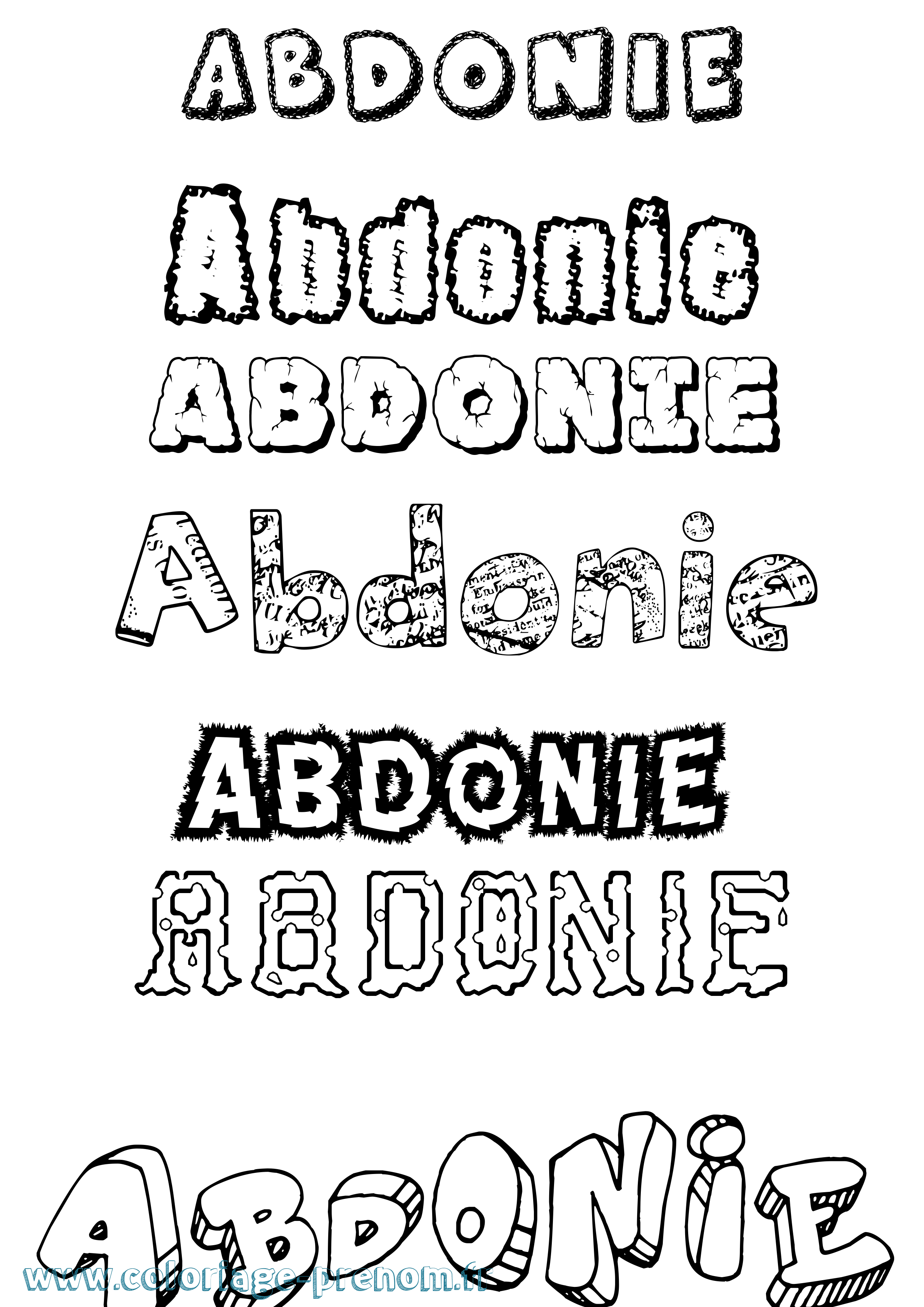 Coloriage prénom Abdonie Destructuré