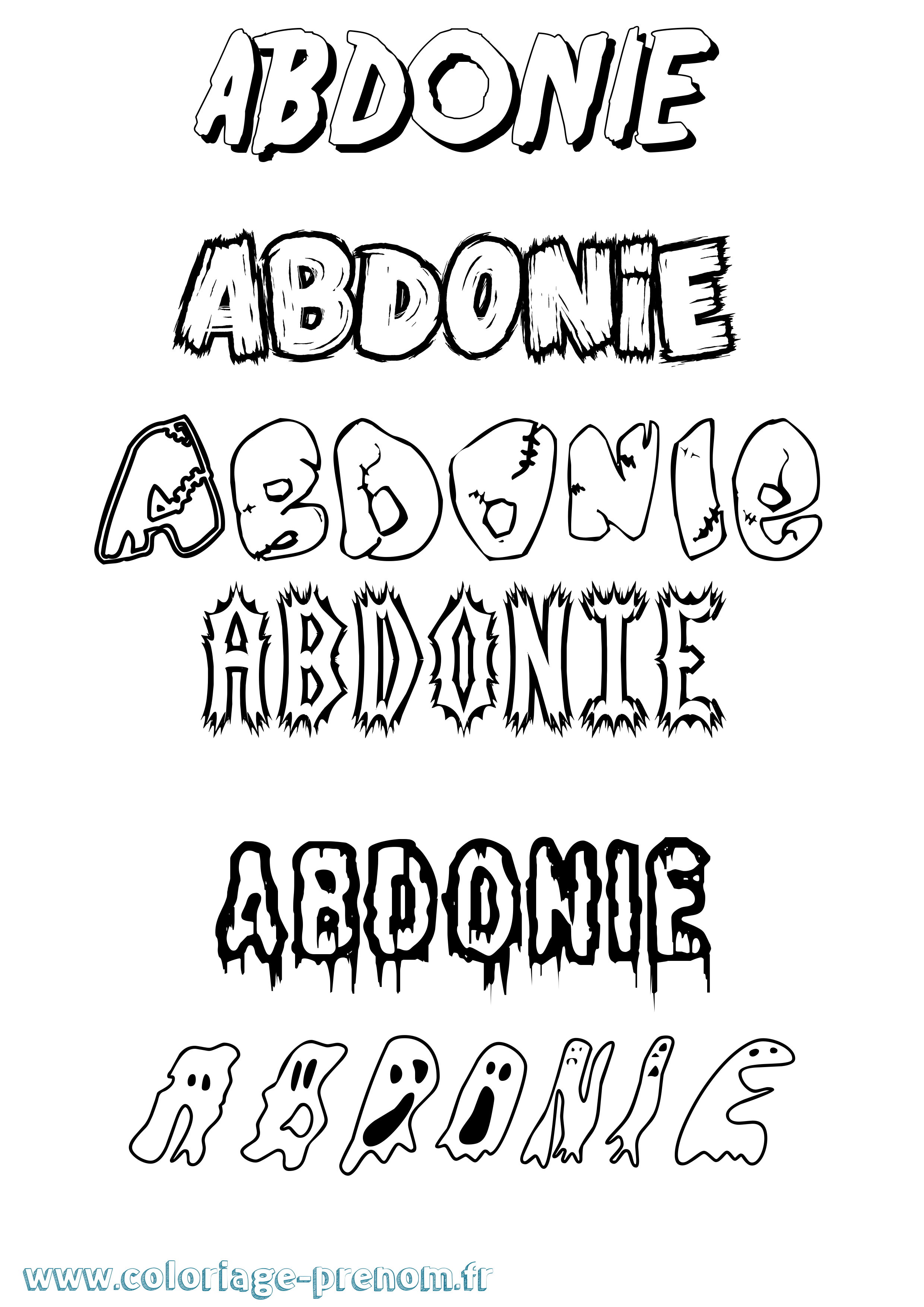 Coloriage prénom Abdonie Frisson
