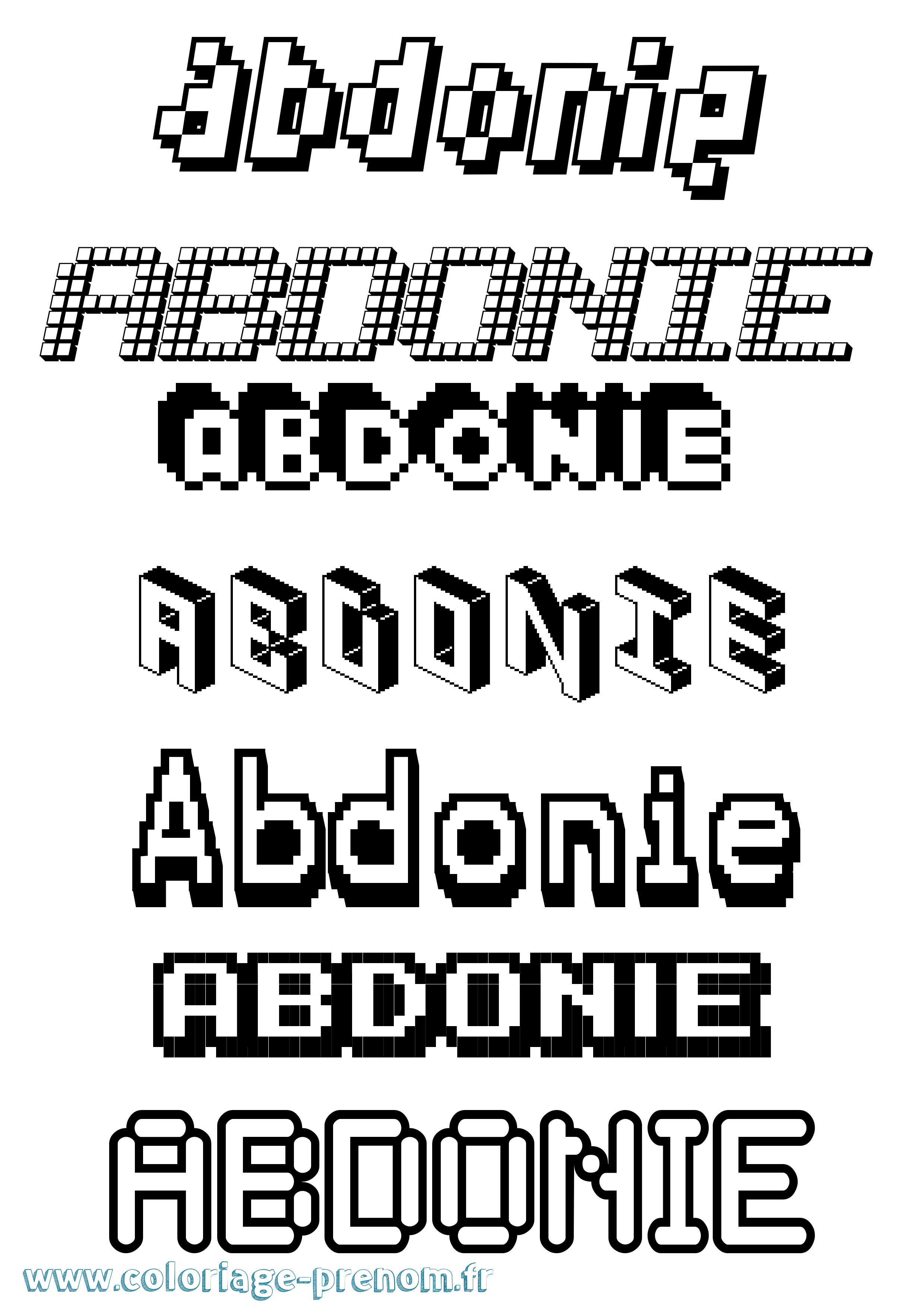 Coloriage prénom Abdonie Pixel