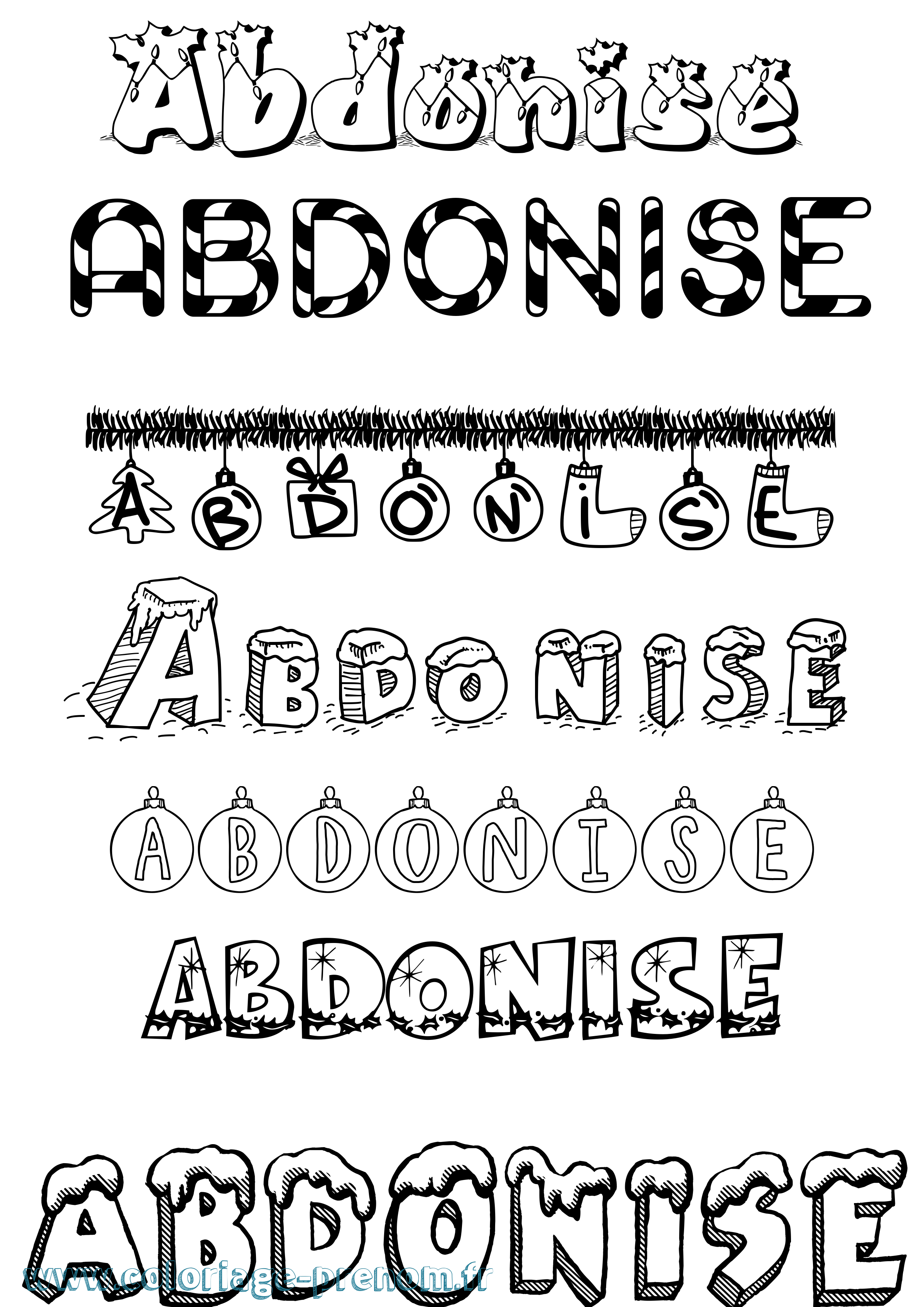 Coloriage Abdonise Noël Coloriage prénom Abdonise Noël