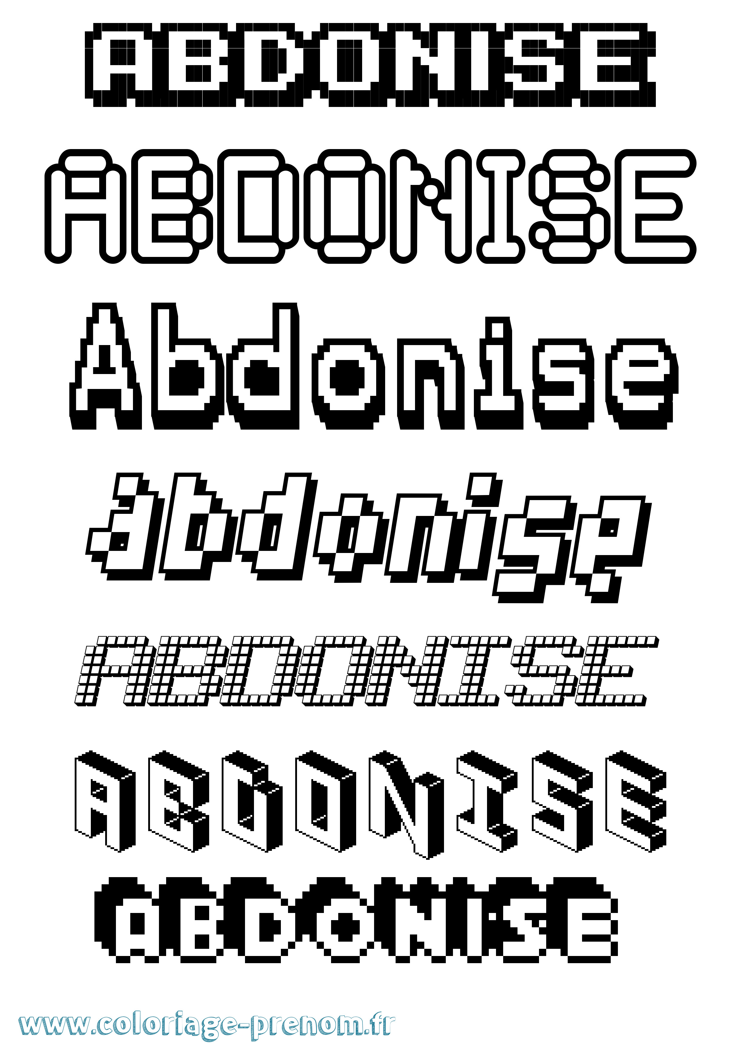 Coloriage Abdonise Pixel Coloriage prénom Abdonise Pixel