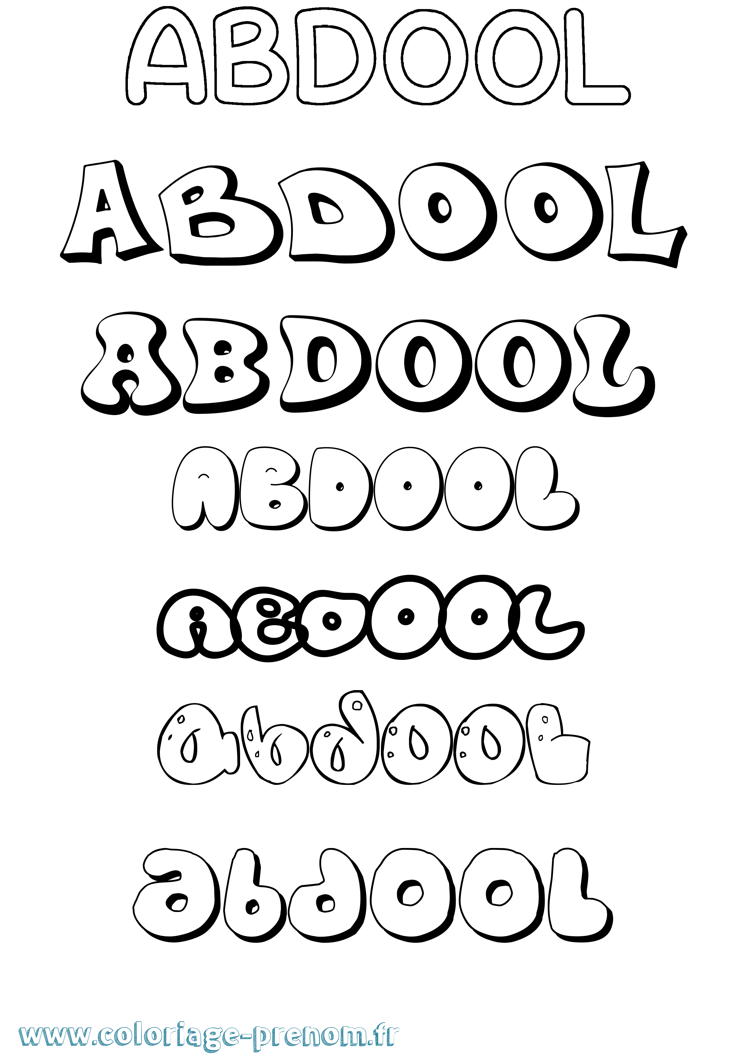 Coloriage prénom Abdool Bubble
