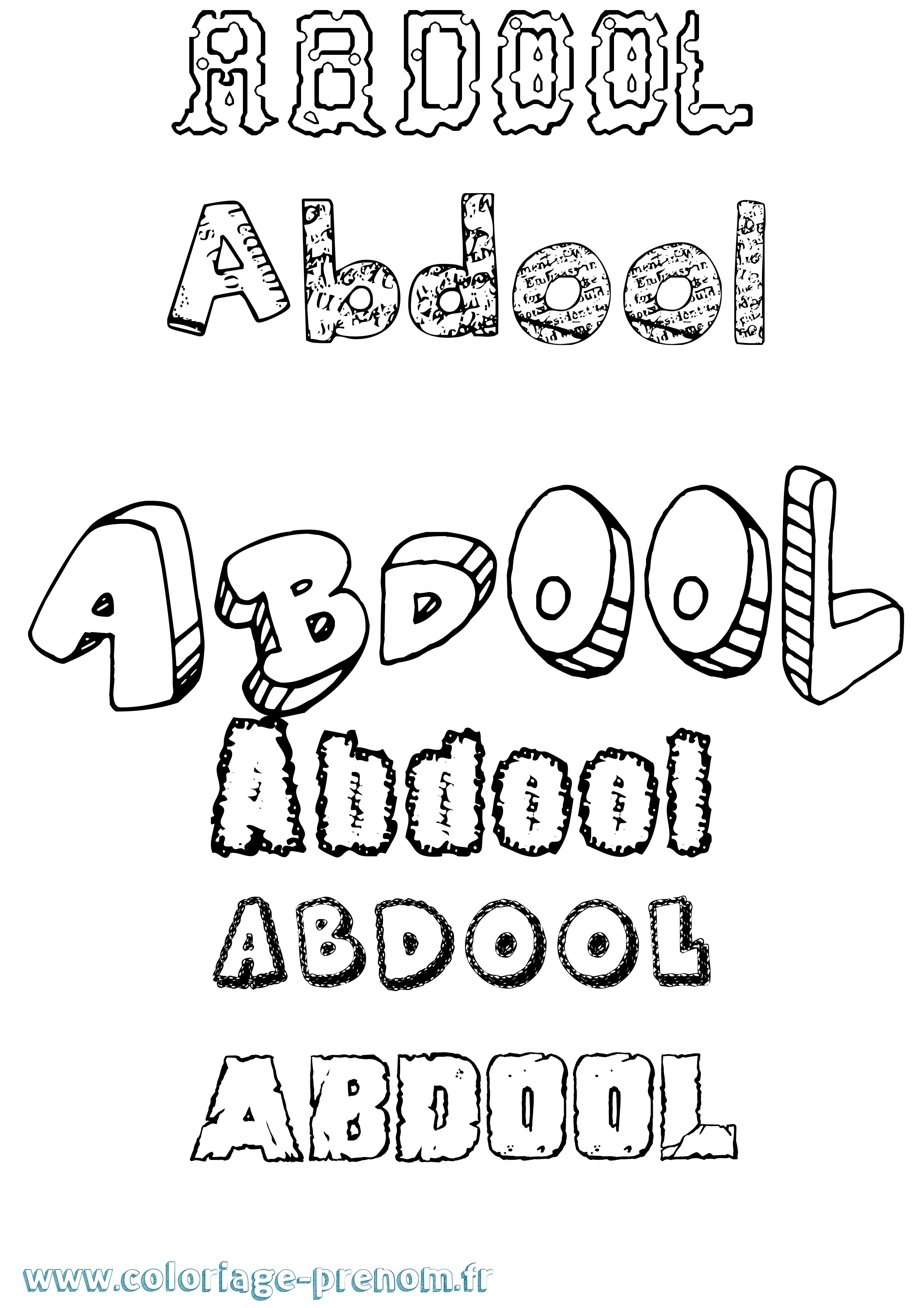 Coloriage prénom Abdool Destructuré