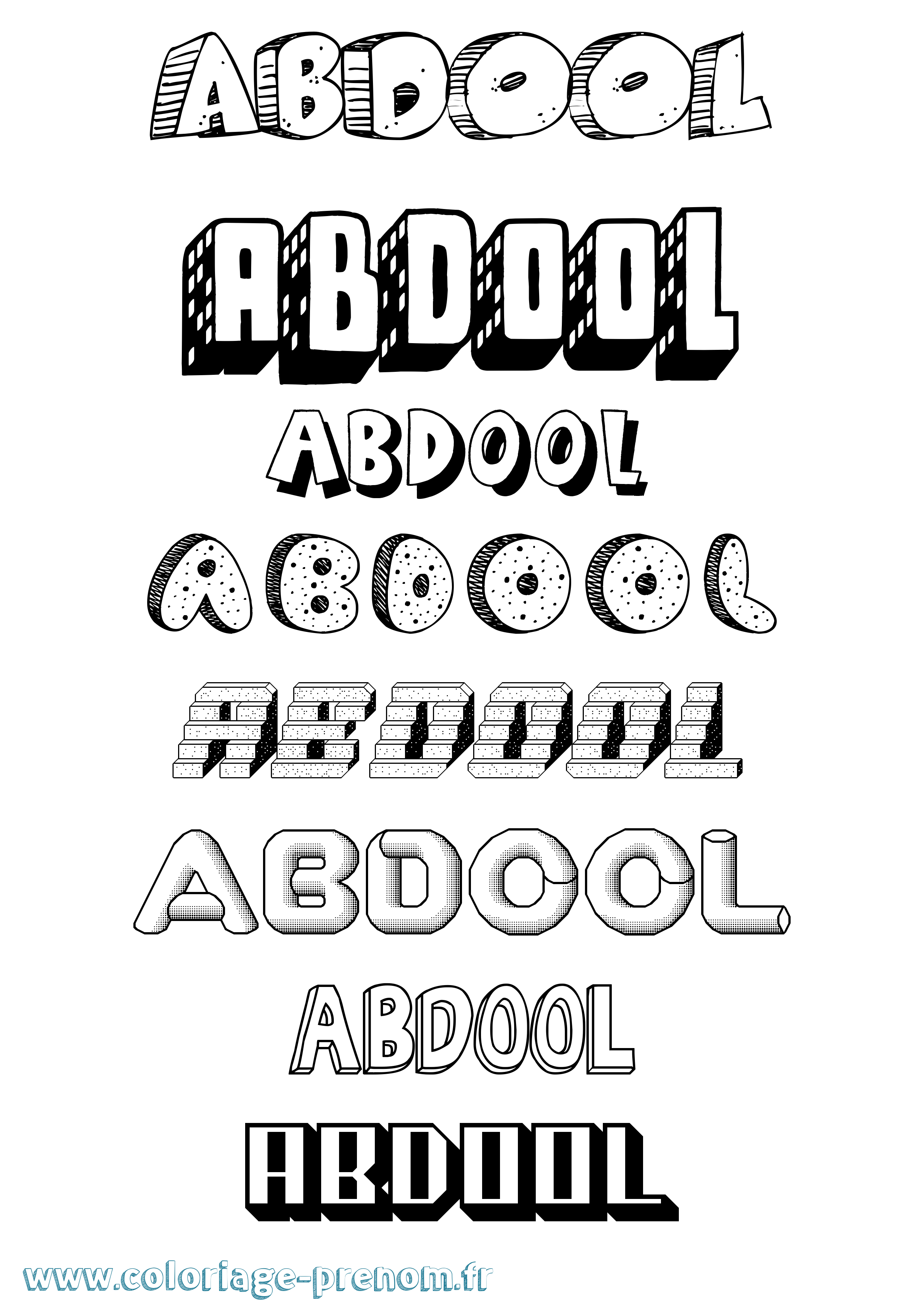 Coloriage prénom Abdool Effet 3D
