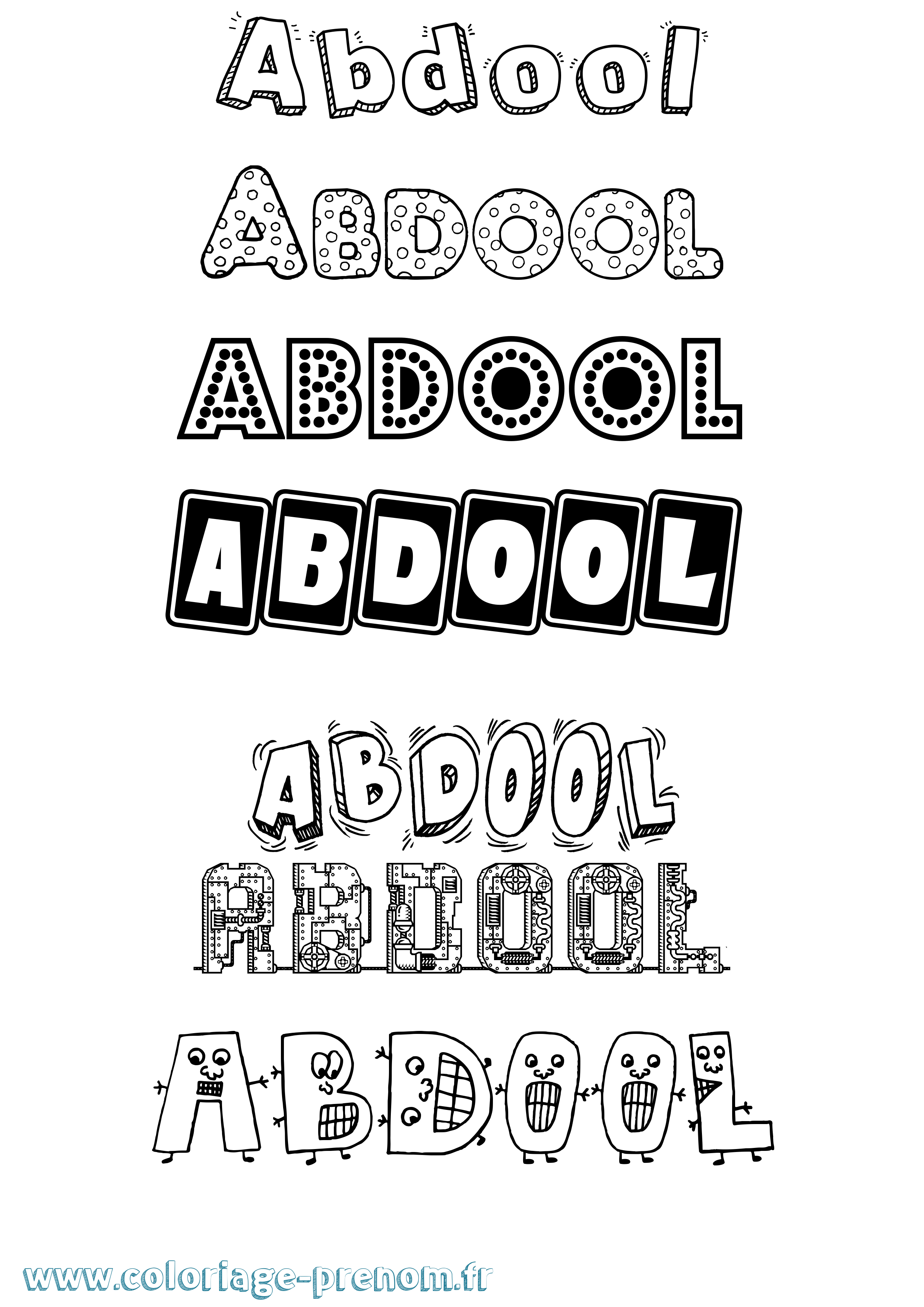 Coloriage prénom Abdool Fun