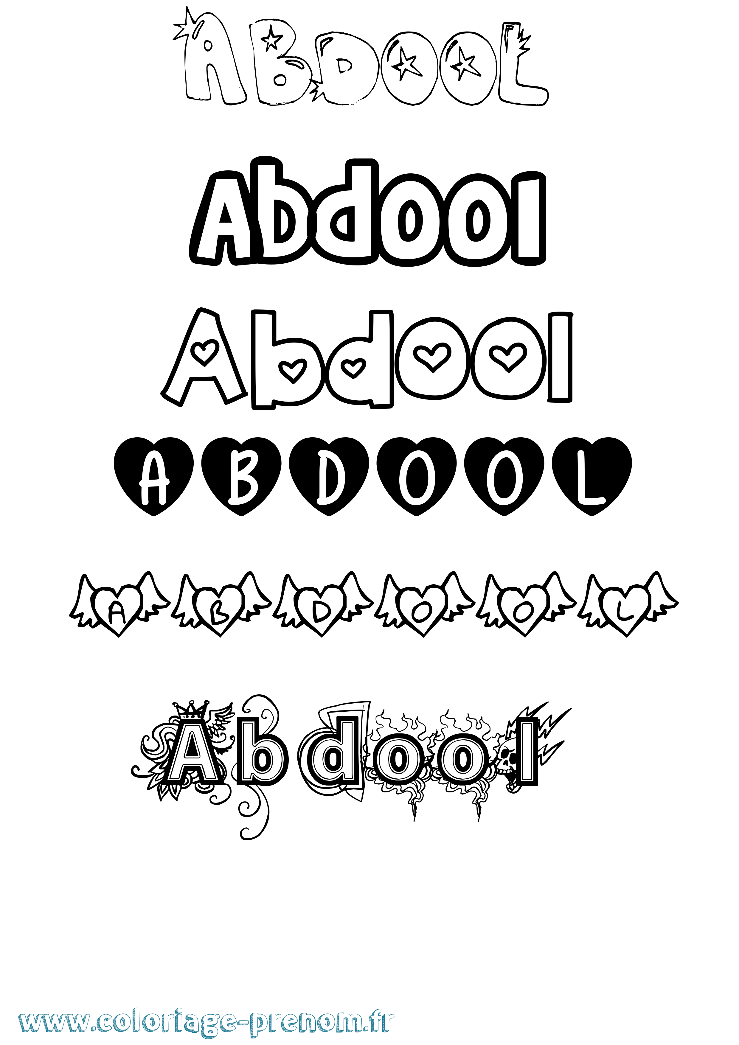 Coloriage prénom Abdool Girly