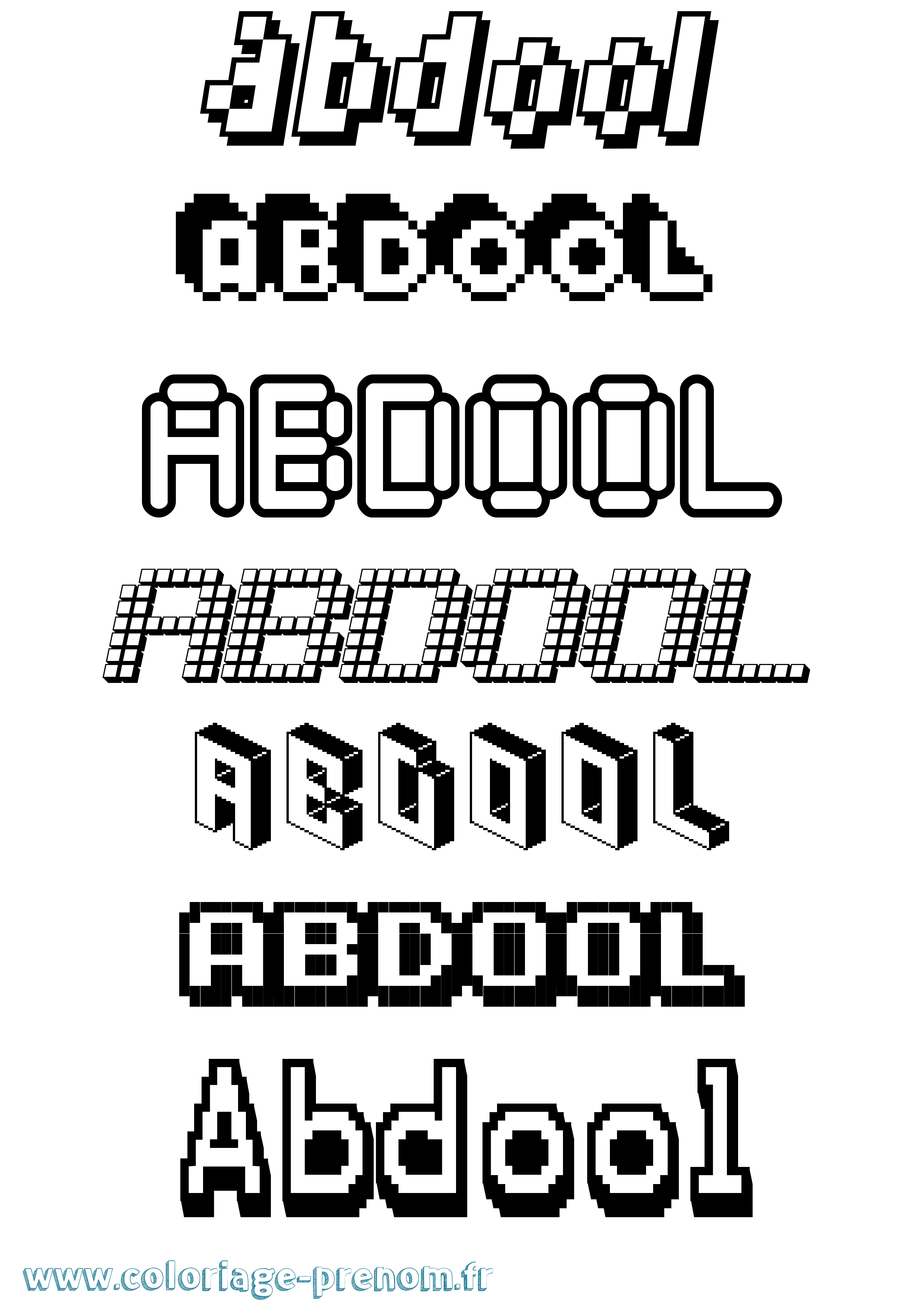 Coloriage prénom Abdool Pixel
