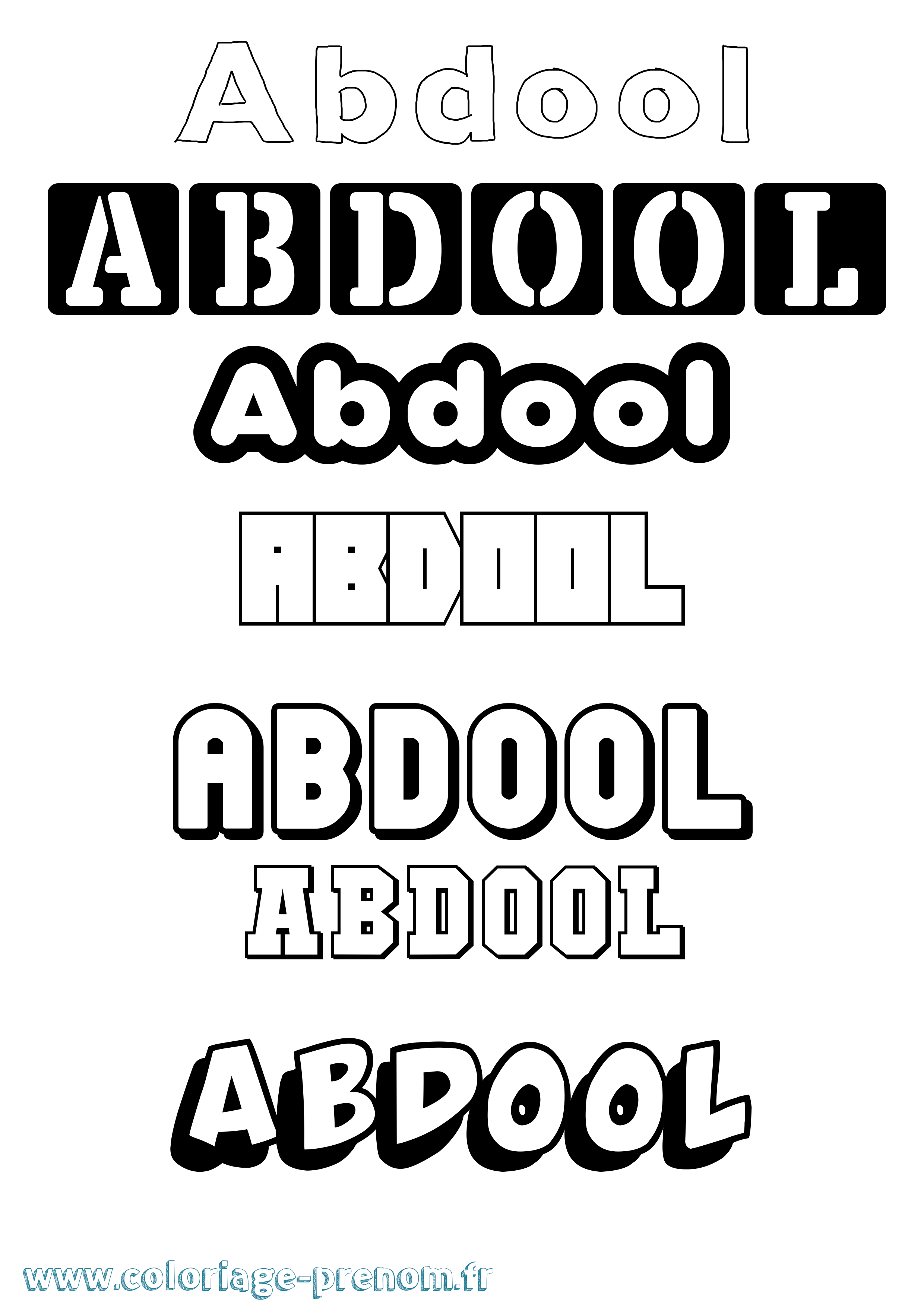 Coloriage prénom Abdool Simple