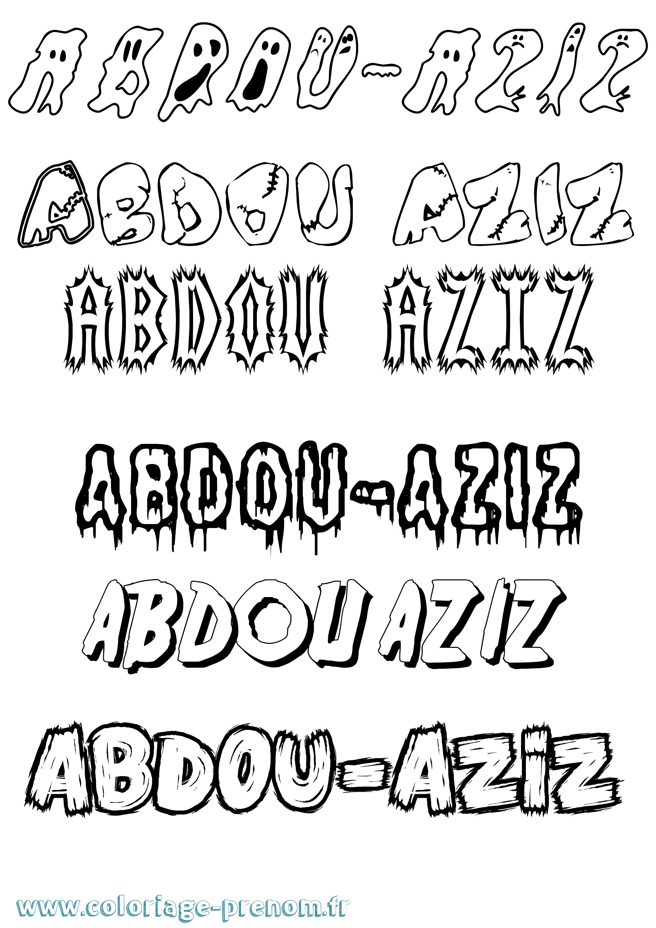 Coloriage prénom Abdou-Aziz Frisson