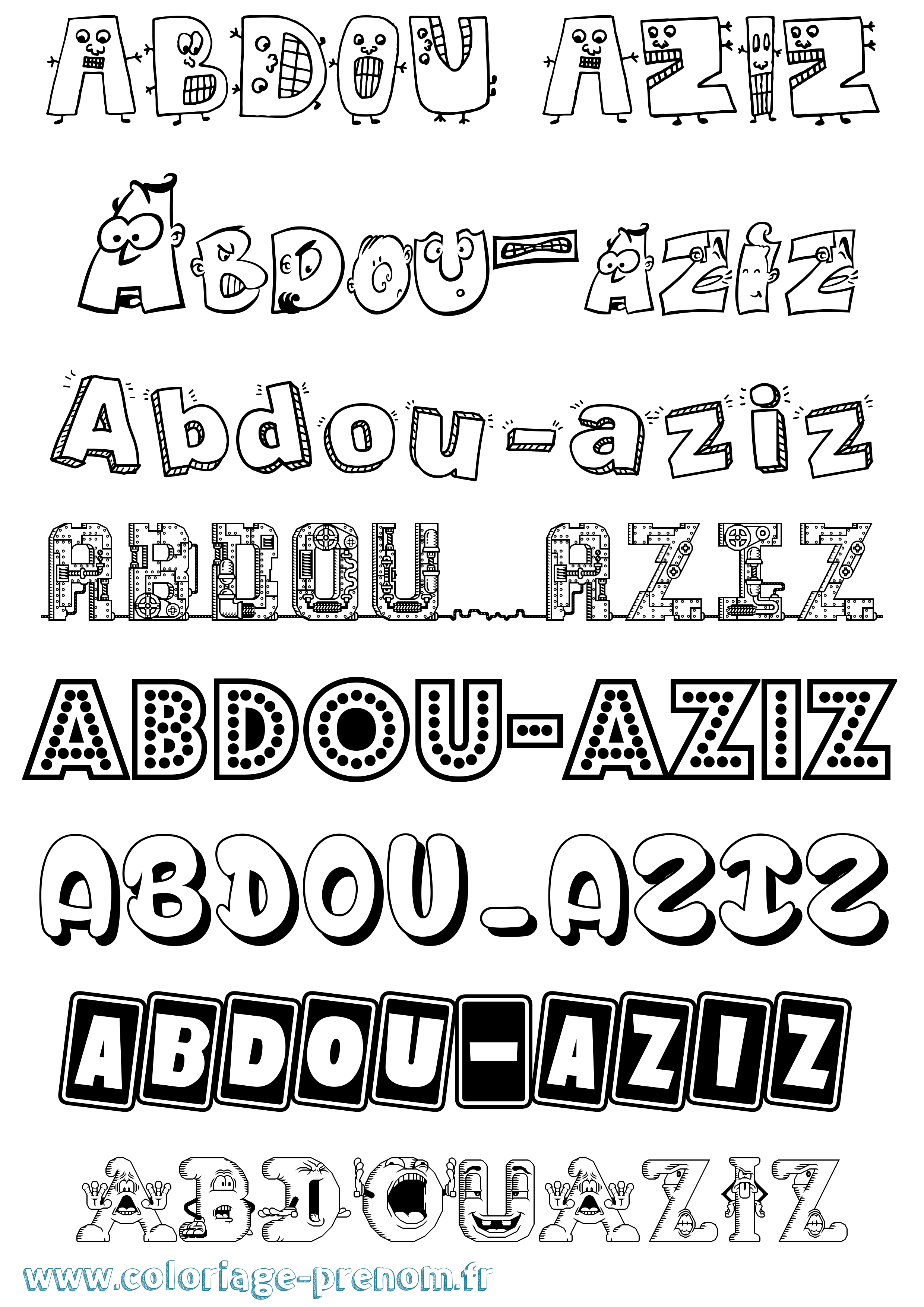 Coloriage prénom Abdou-Aziz Fun