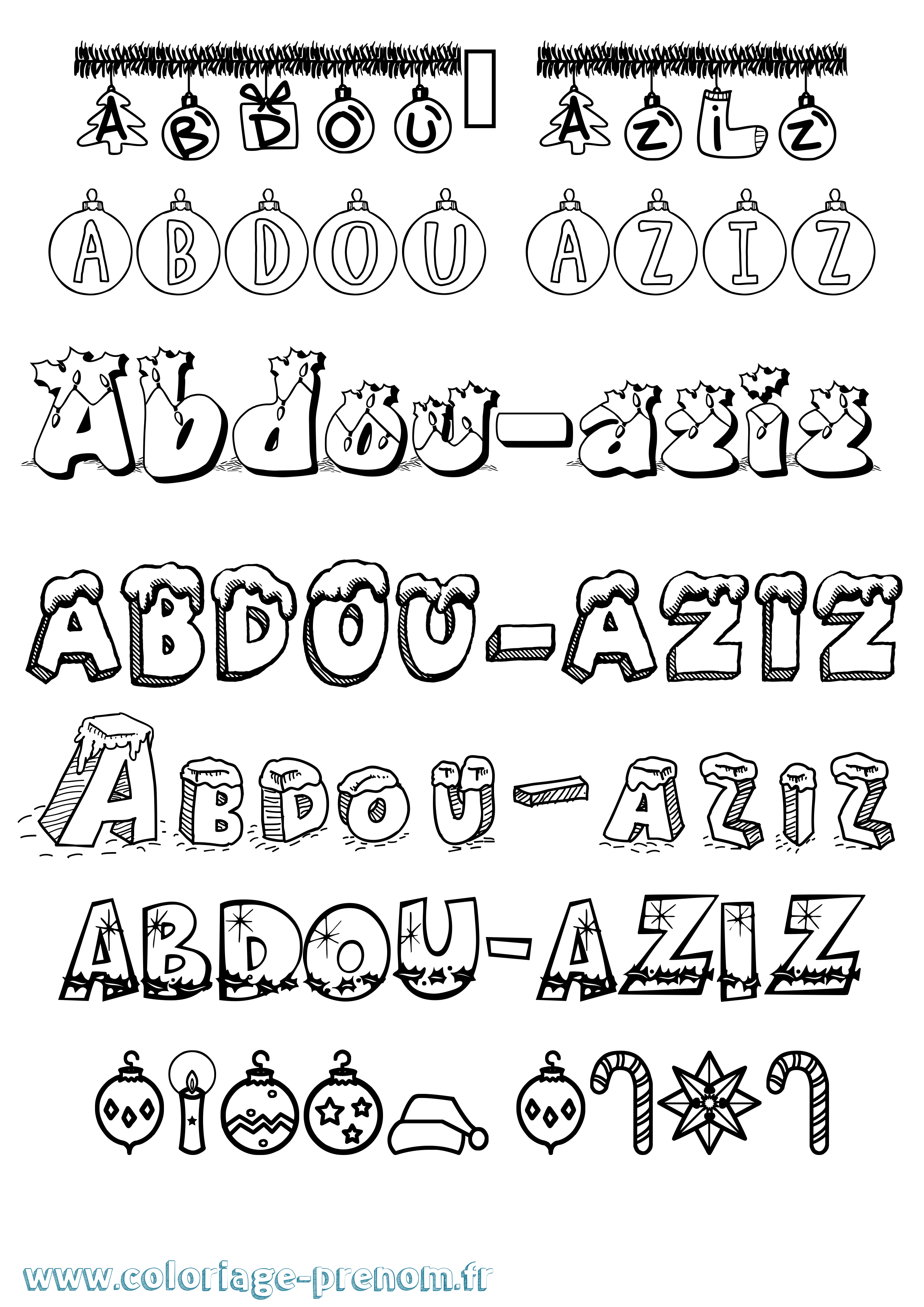 Coloriage prénom Abdou-Aziz Noël