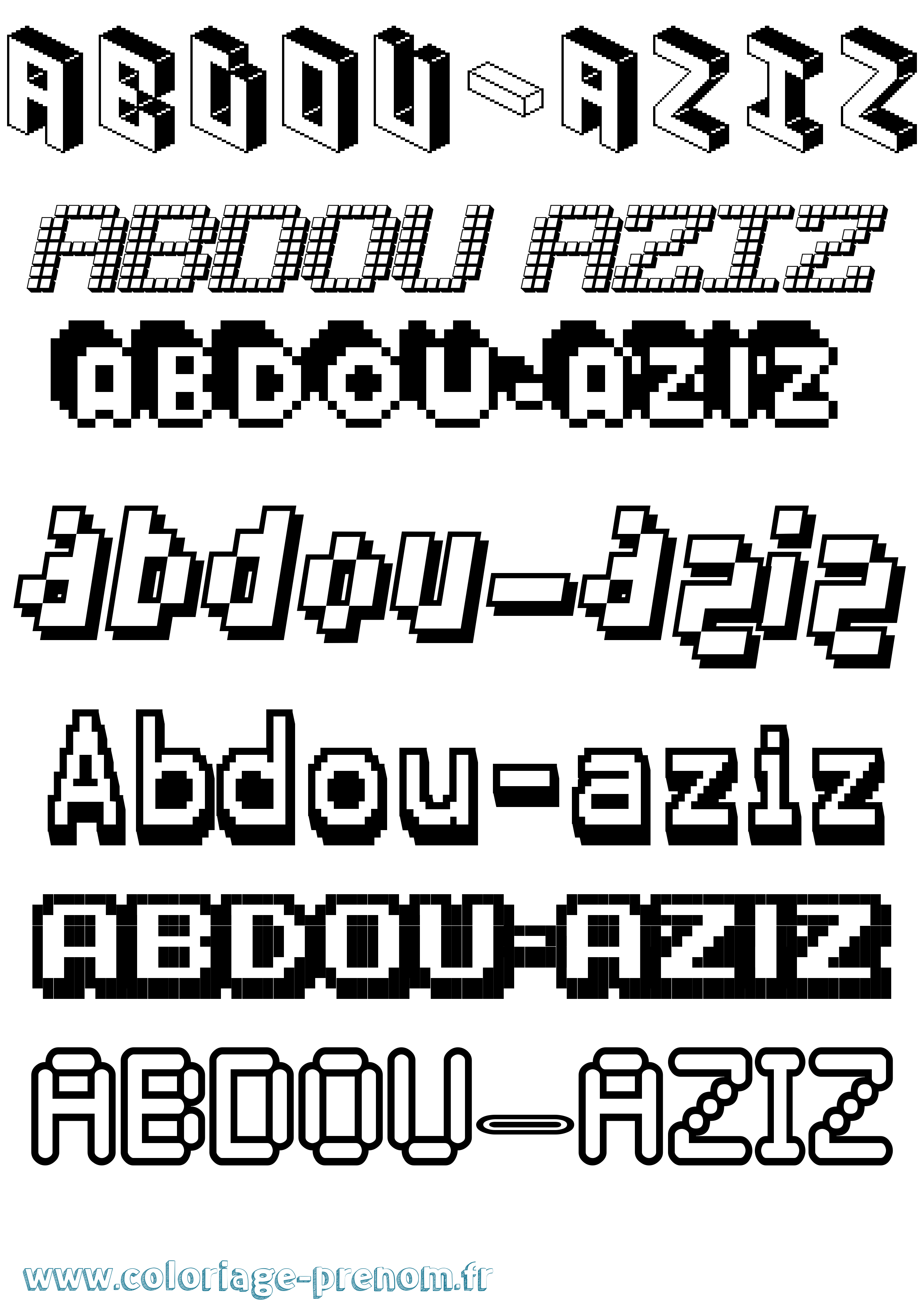 Coloriage prénom Abdou-Aziz Pixel