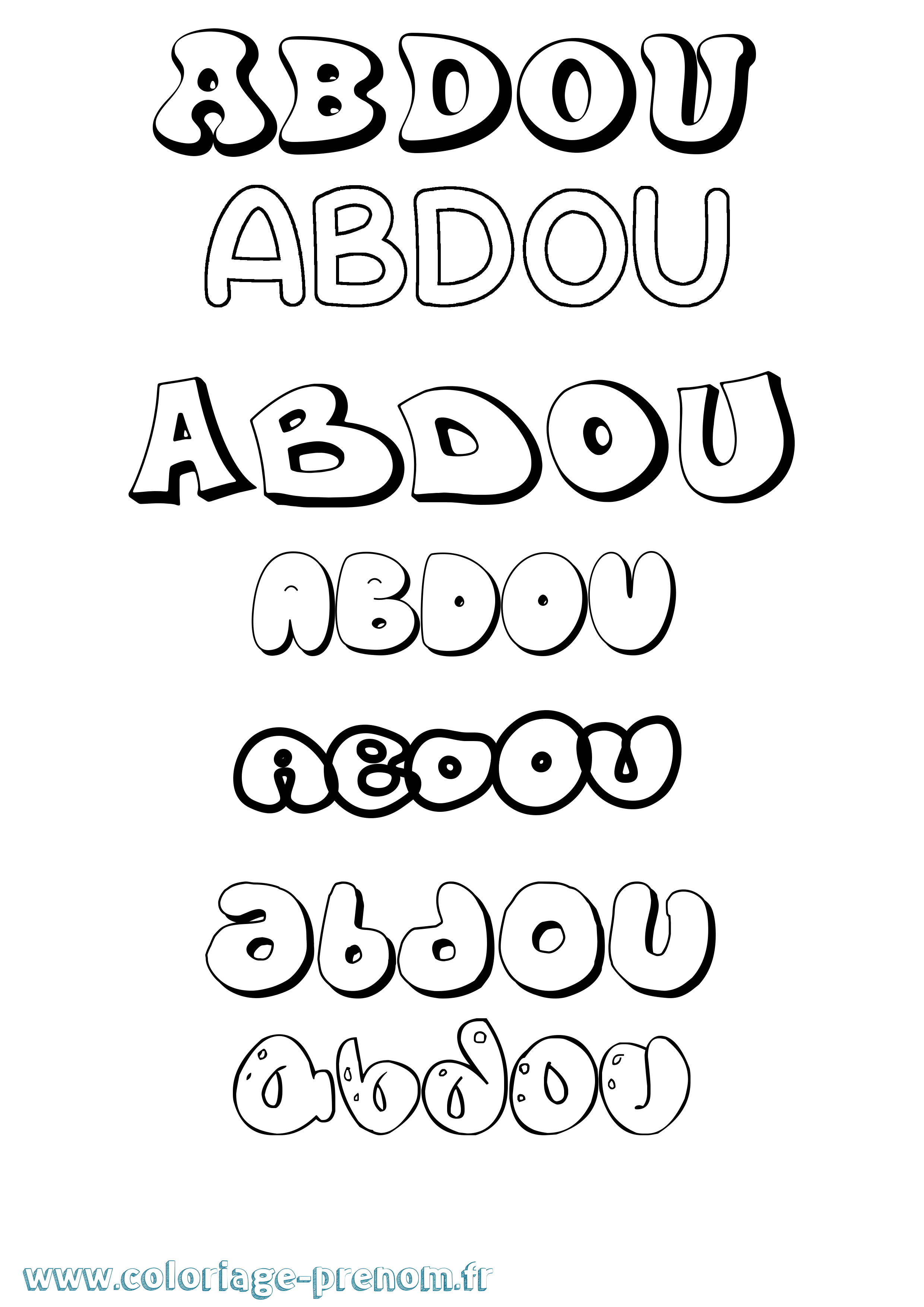 Coloriage prénom Abdou Bubble
