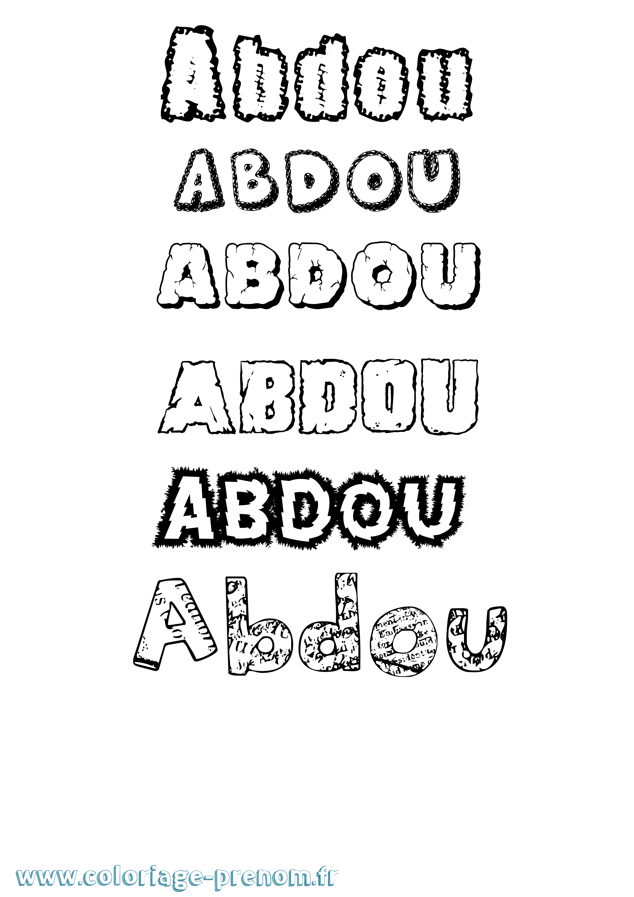 Coloriage prénom Abdou Destructuré